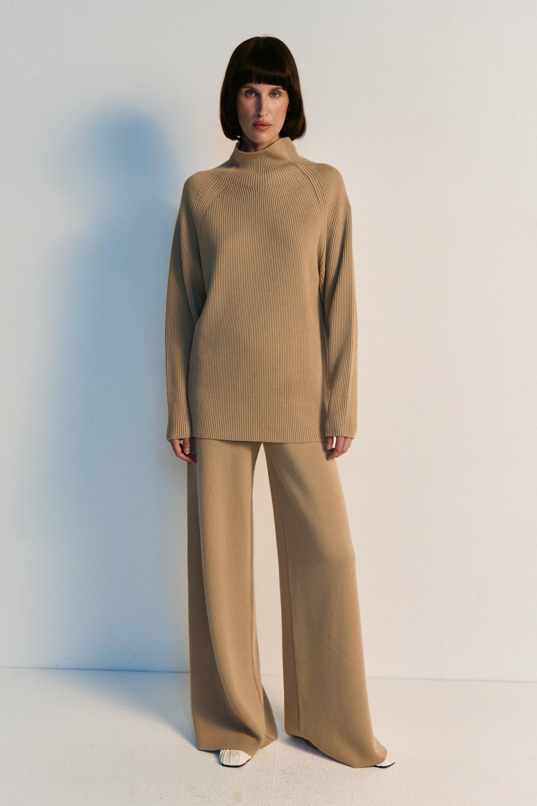 Warmer Rippstrickpullover aus Merinowolle