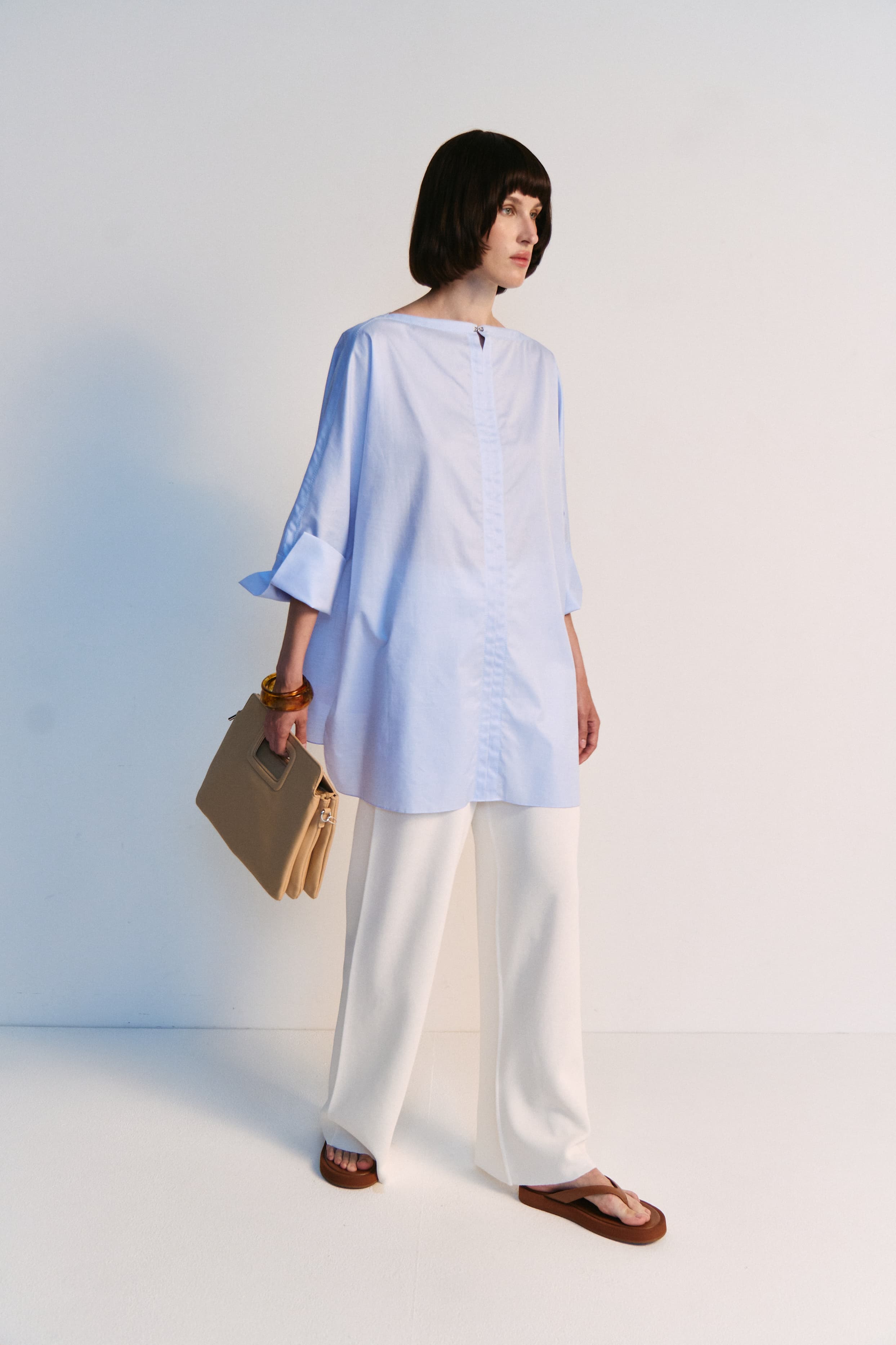 Wide-Leg Trousers in Ivory