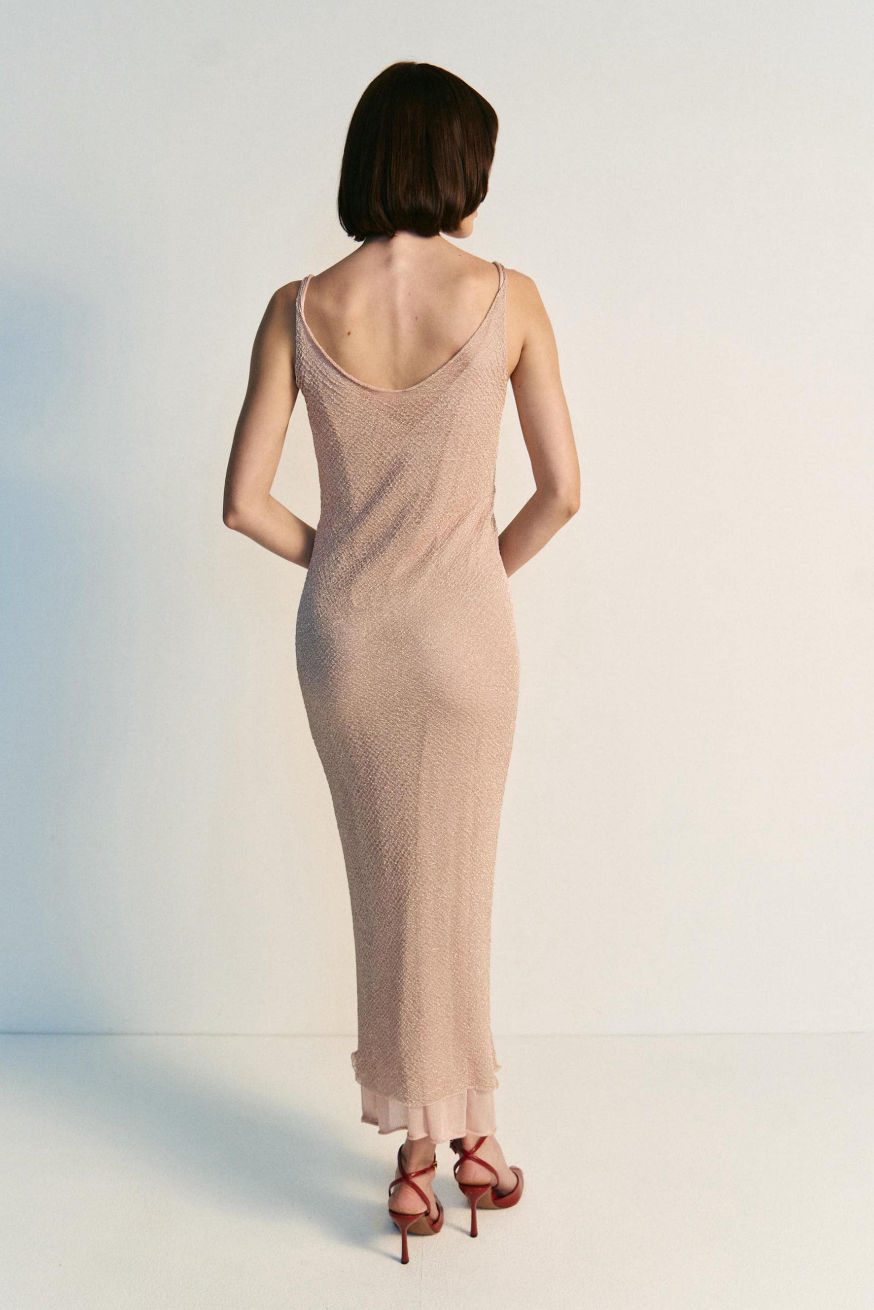 Schimmerndes Lurex-Kleid mit Seidenfutter