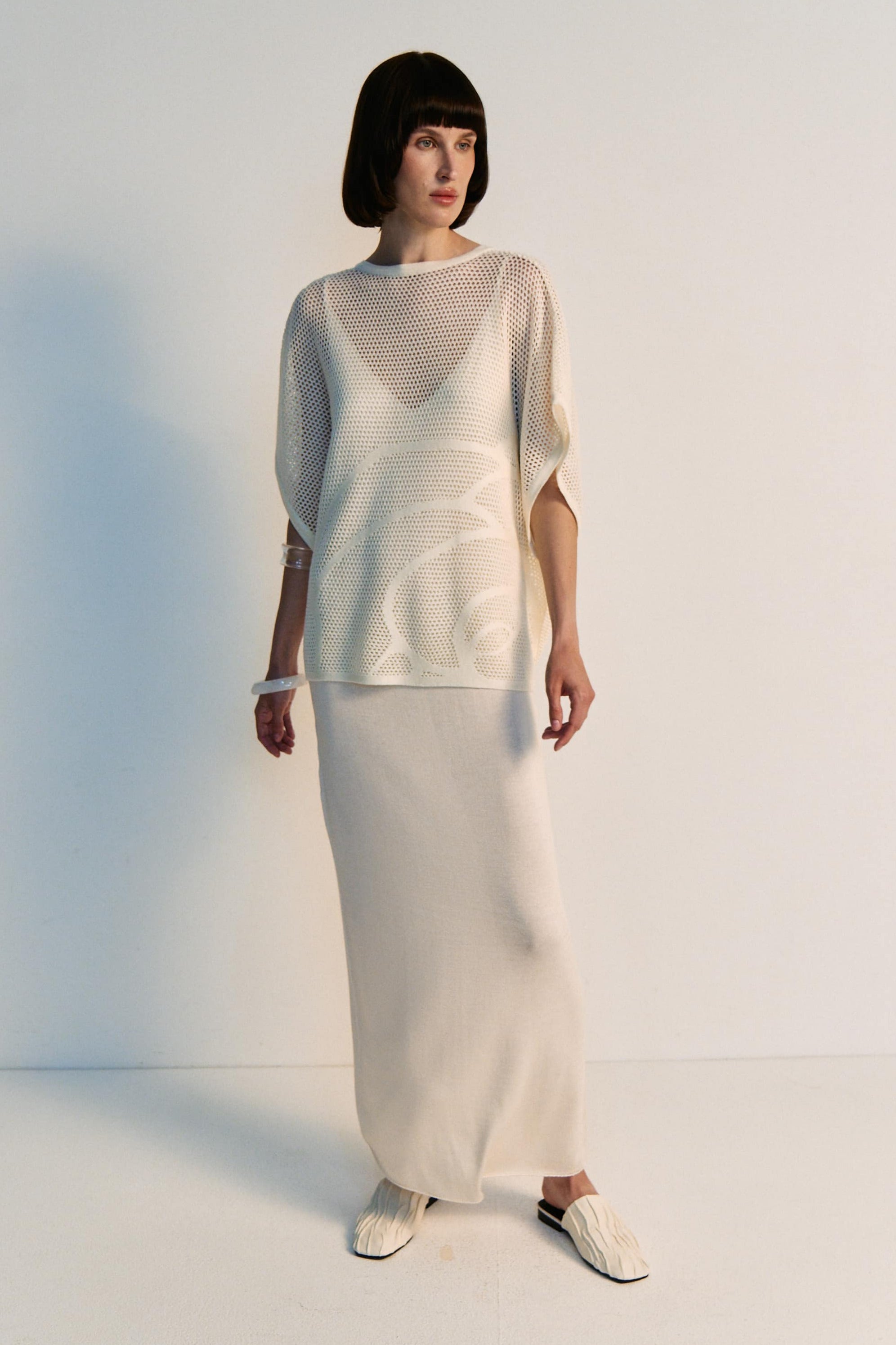 Strickoberteil aus Merino-Mesh