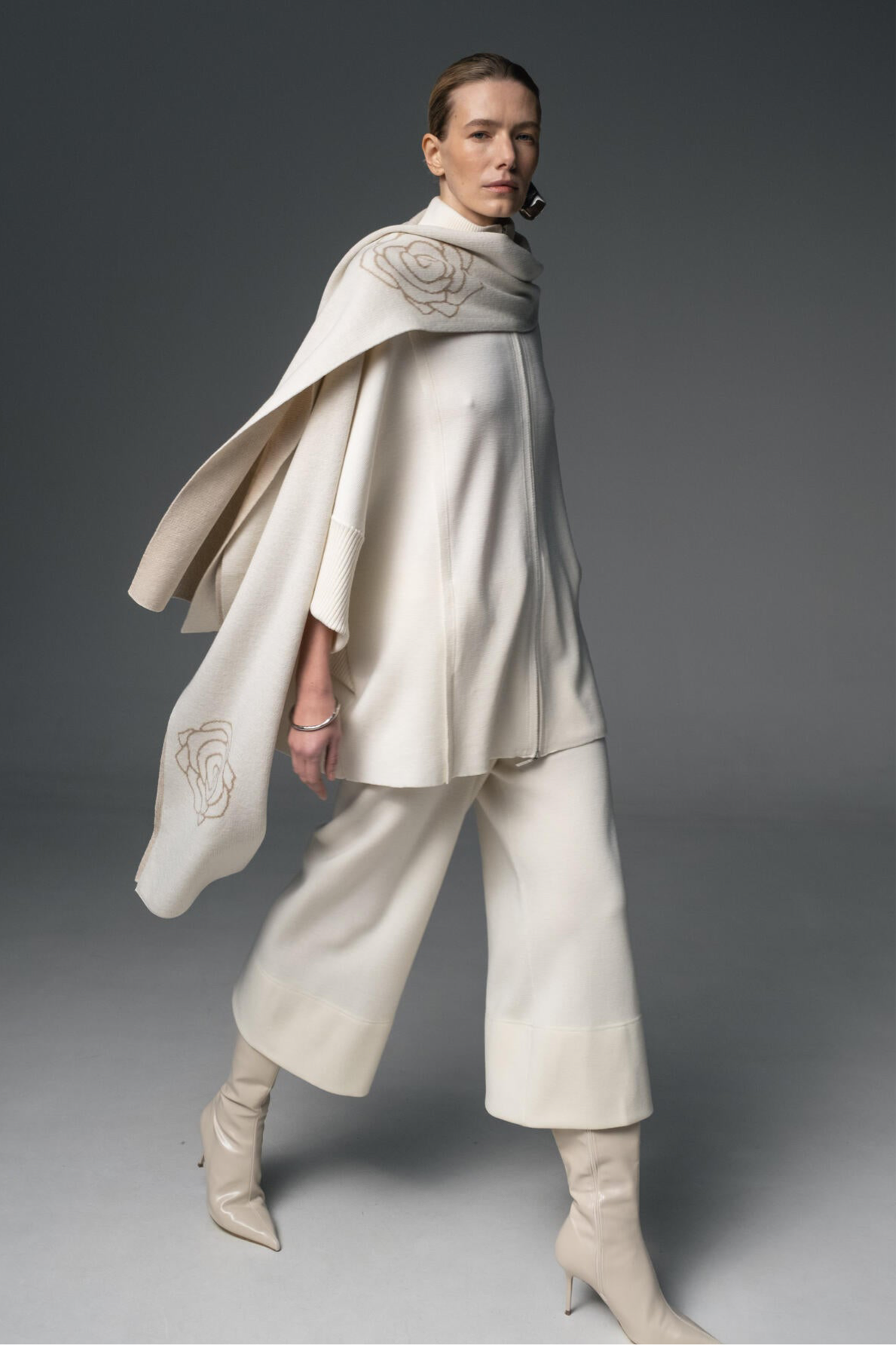 Merino Wool Double Zip-Up Coat White