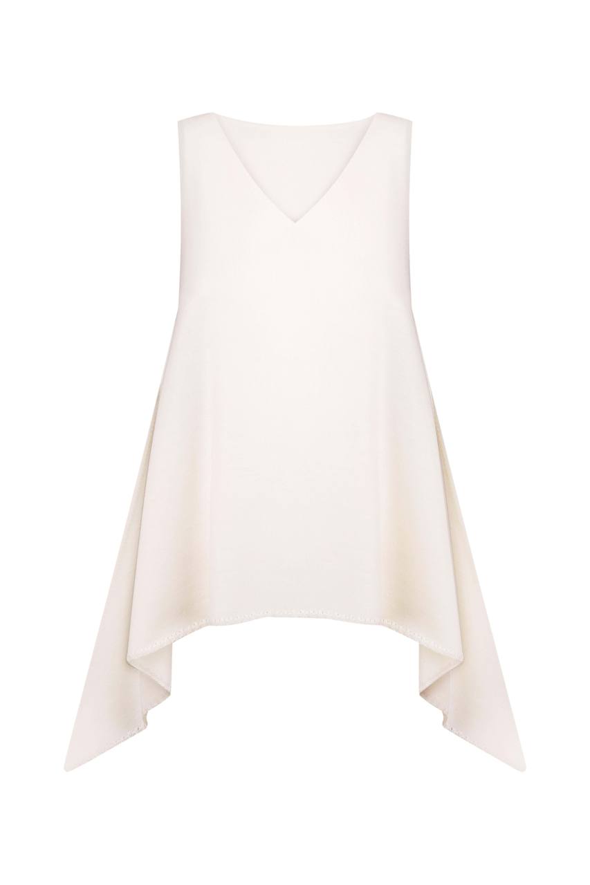 Asymmetrisches Merino-Oberteil mit V-Ausschnitt