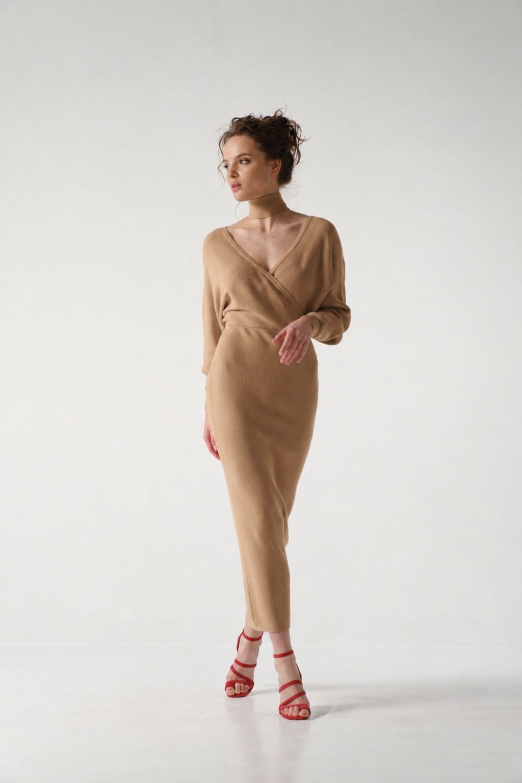 Wrap Knit Midi Dress