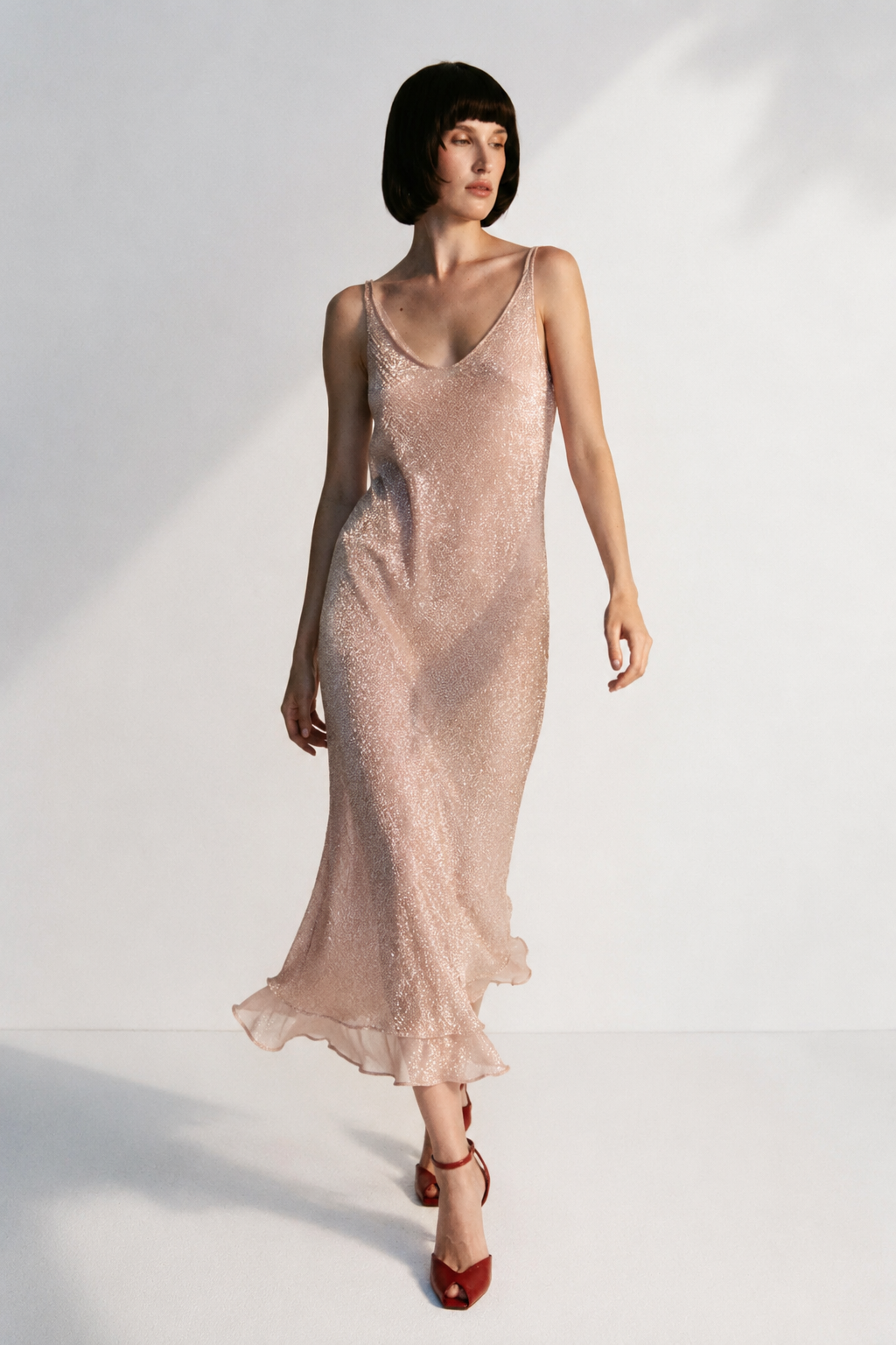 Schimmerndes Lurex-Kleid mit Seidenfutter