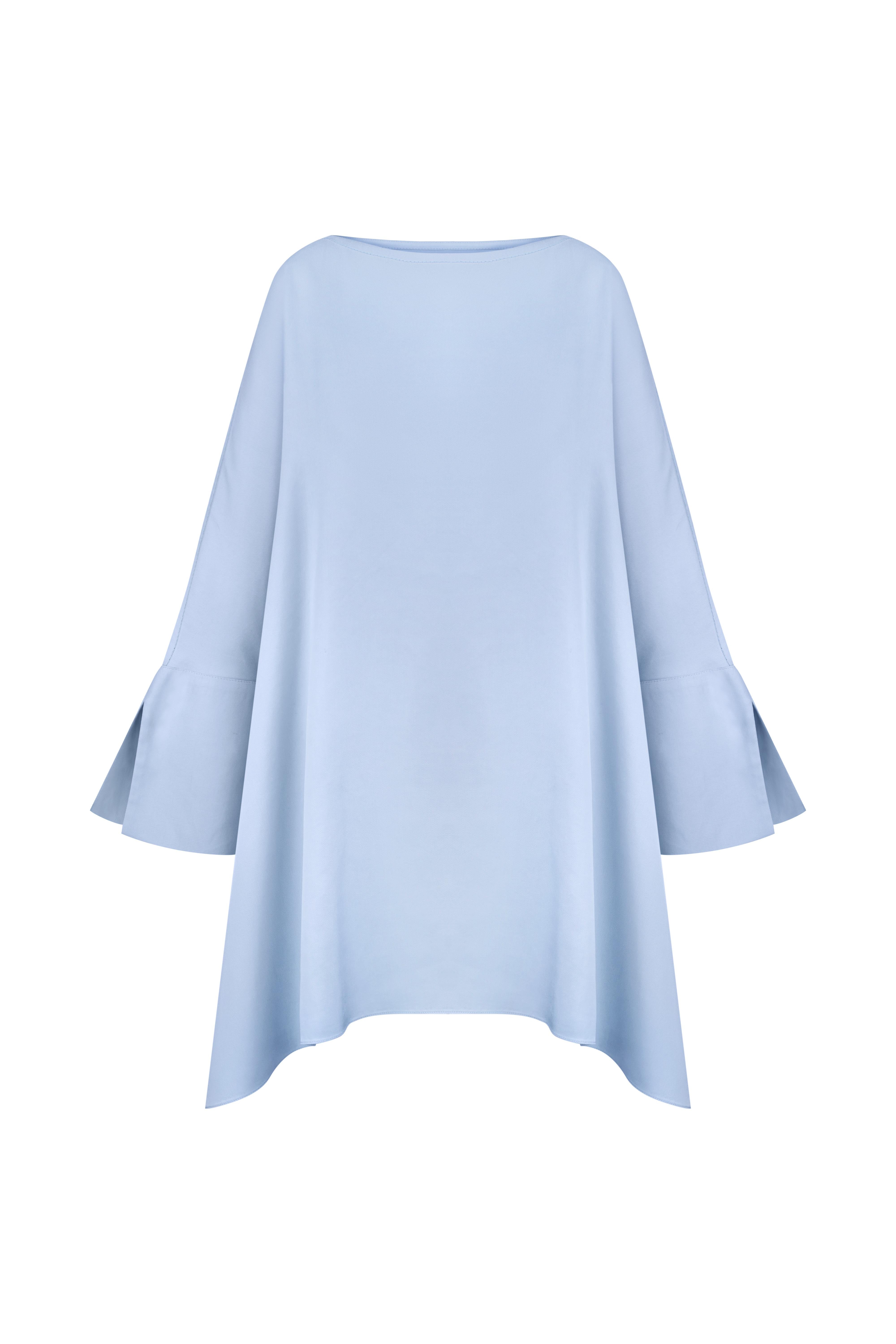 Cotton Oversized Blouse with Flared Sleeves