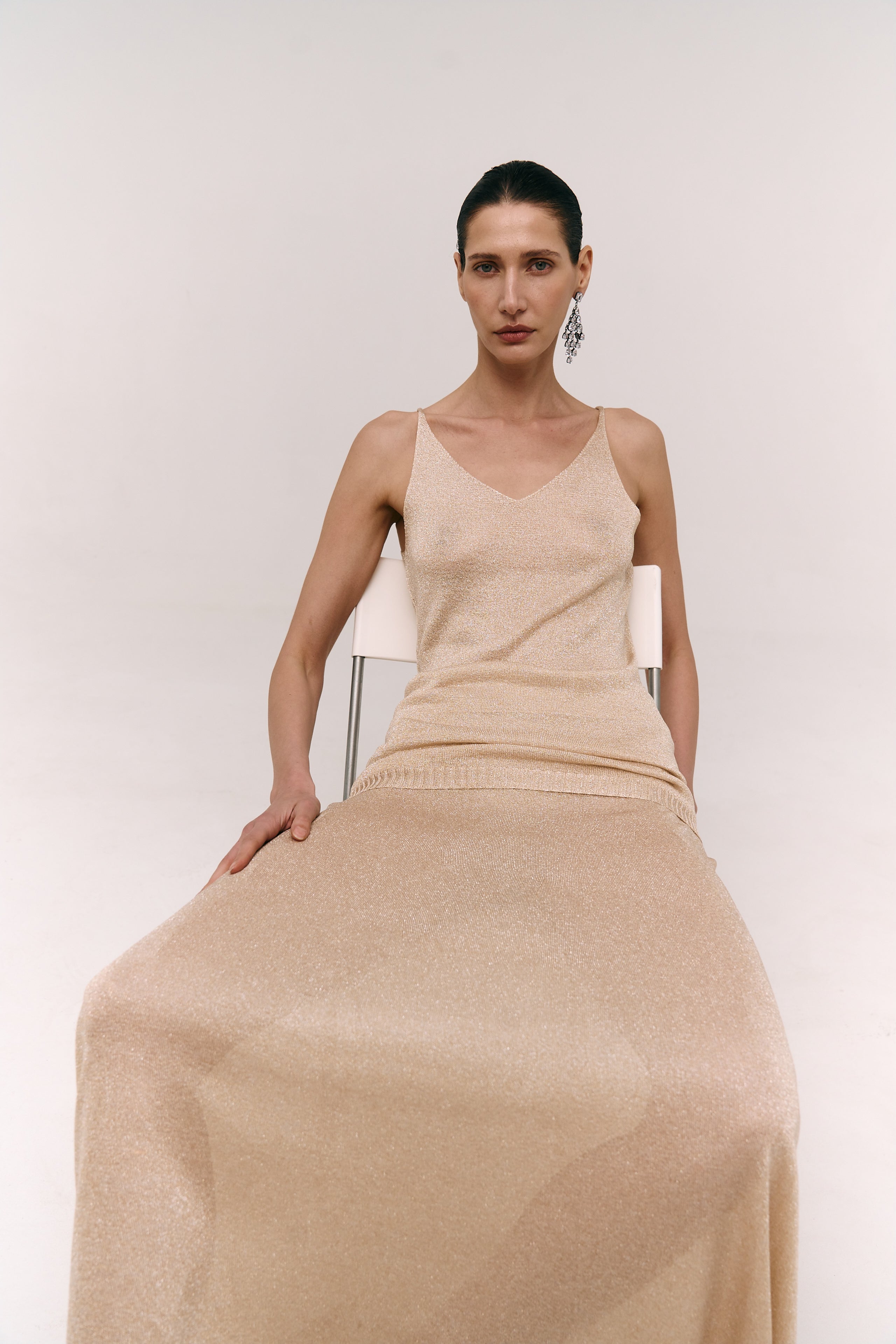Lurex Knit A‑Line Skirt