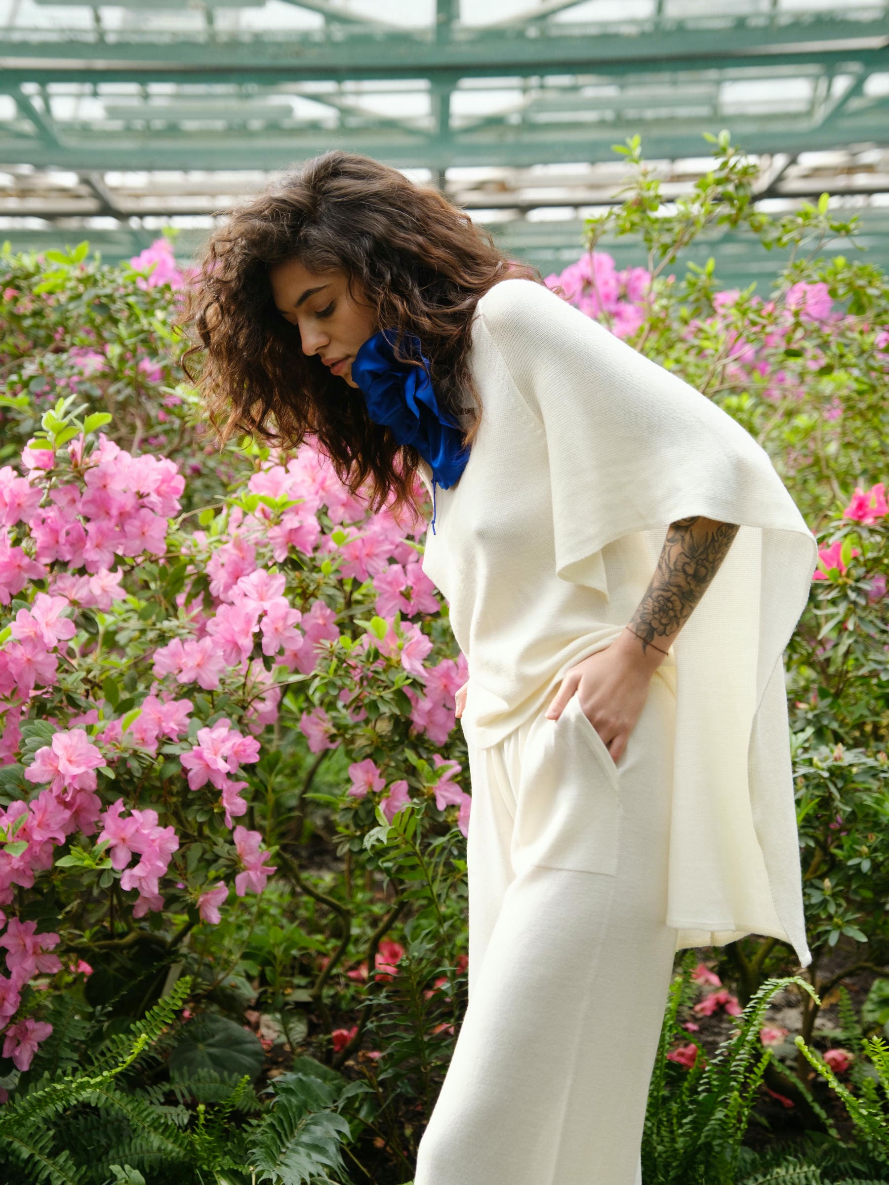 Knit Set with Cape Top and Palazzo Pants
