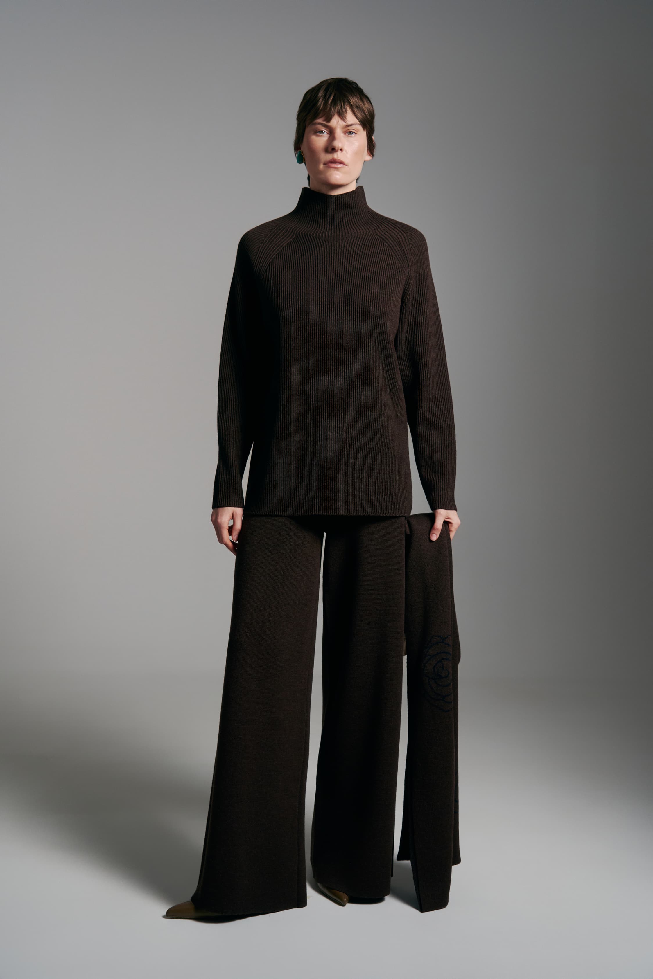 Warmer Rippstrickpullover aus Merinowolle