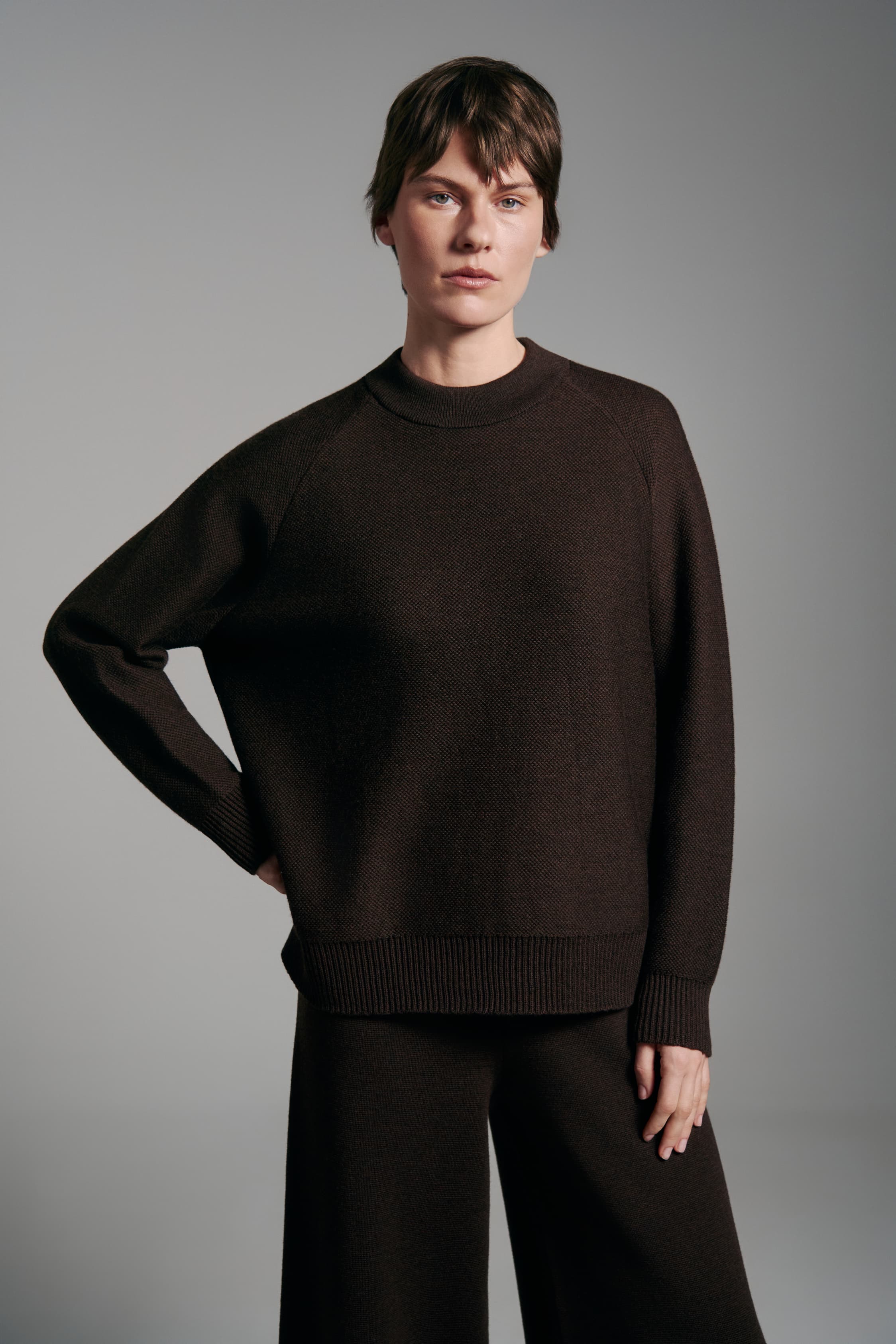 Strukturierter Pullover mit Rundhalsausschnitt