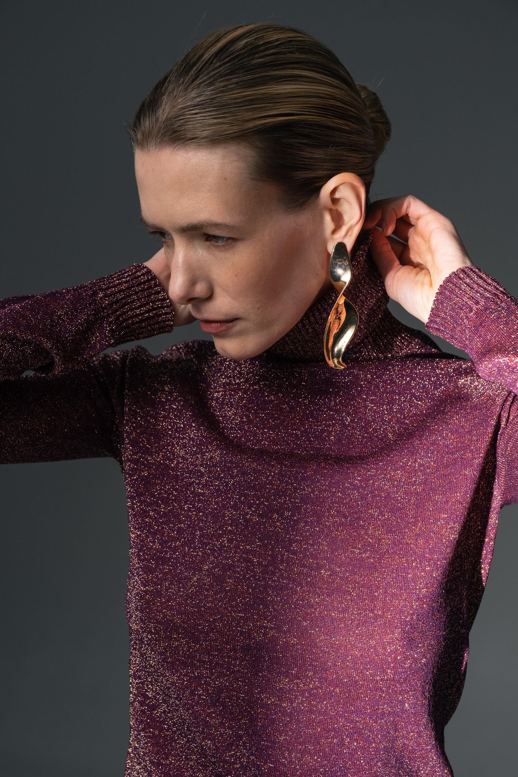 Rollkragenpullover aus Lurex