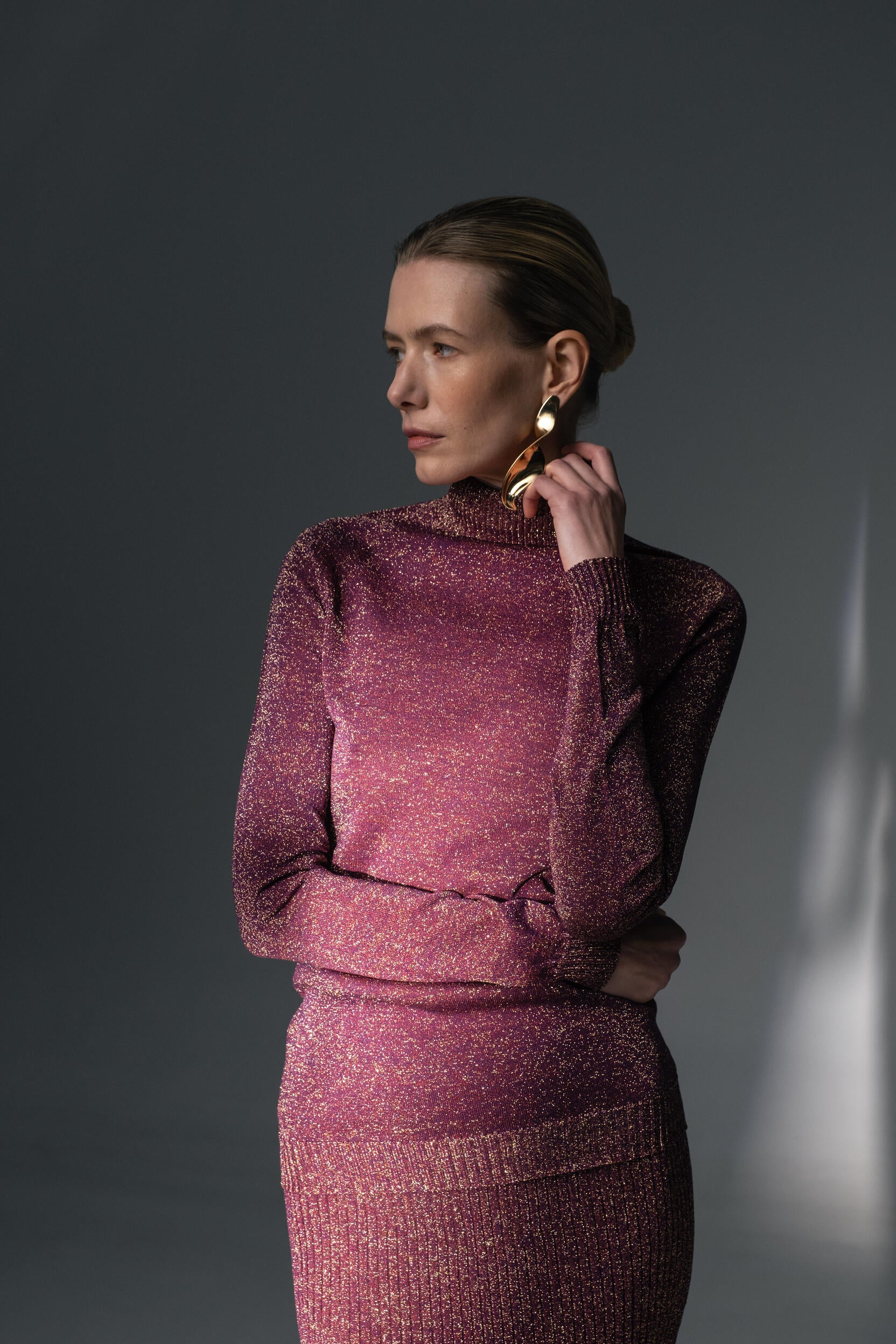 Rollkragenpullover aus Lurex