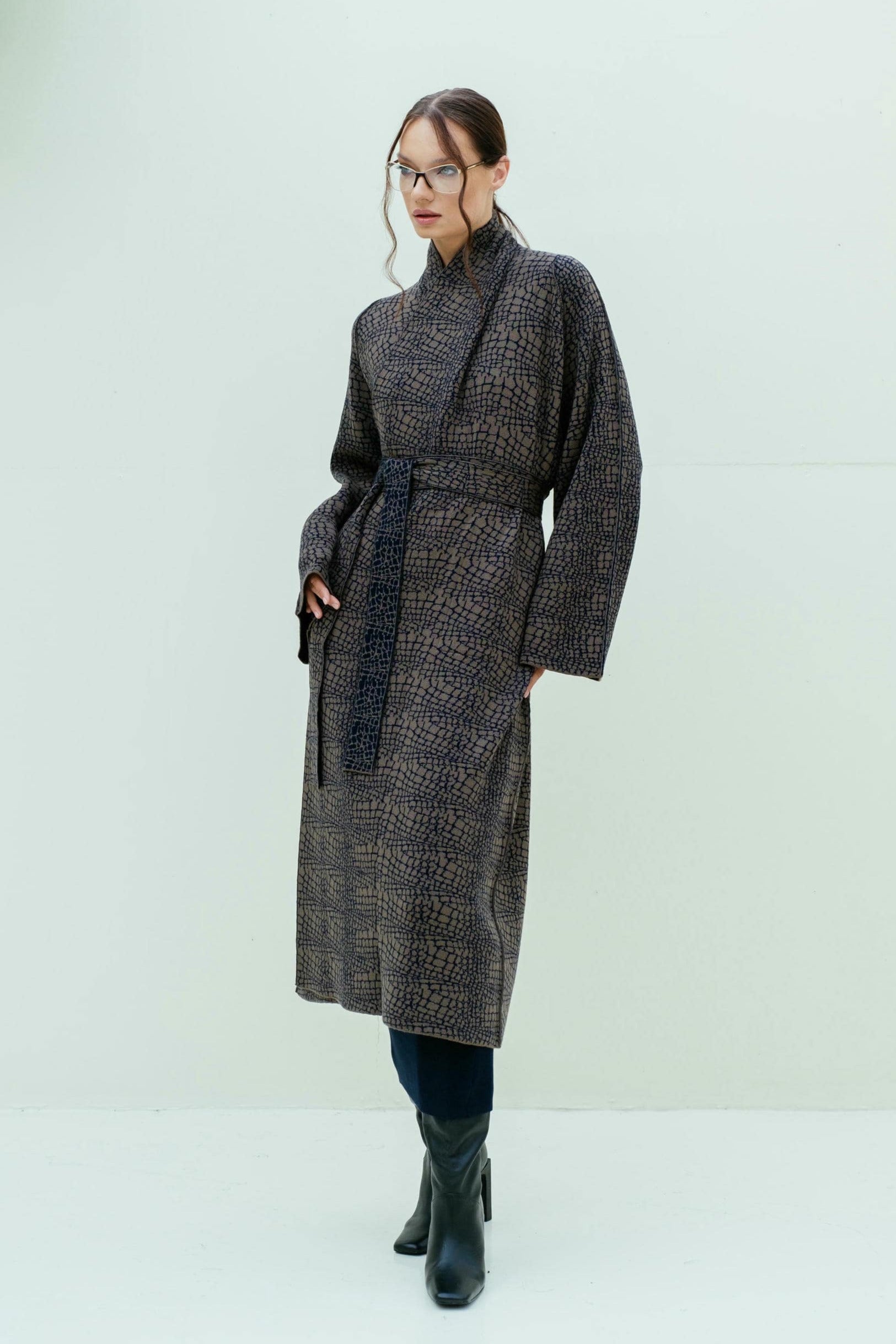 Jacquardmantel aus Merinowolle mit Animalprint
