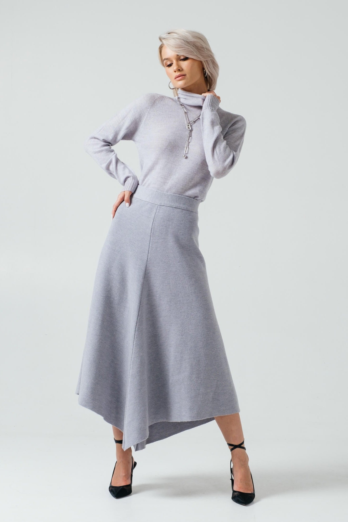 Merino Asymmetric Wool Skirt