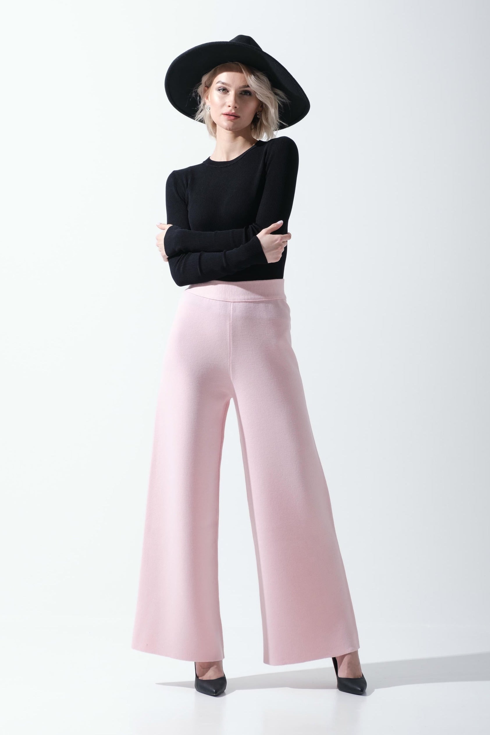 Merino Wool Dense Wide-Leg Trousers