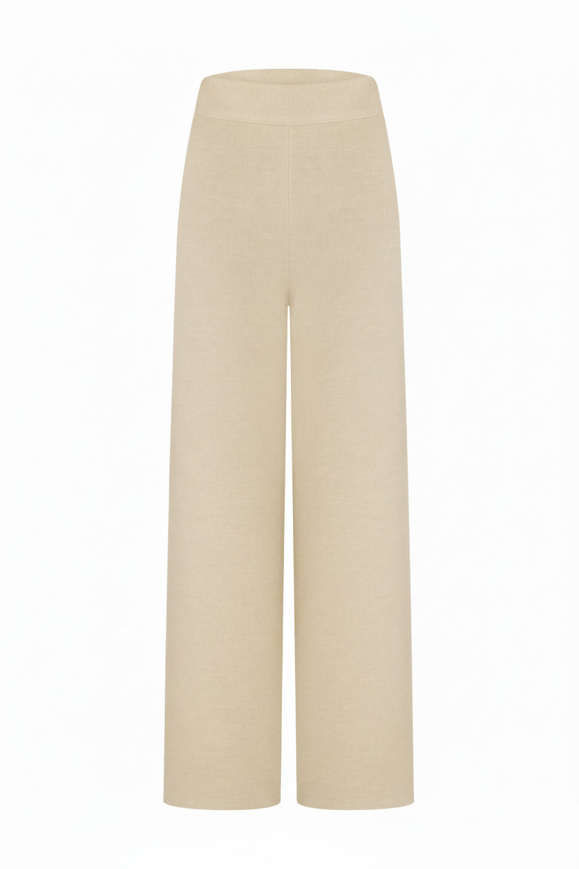 Merino Wool Dense Wide-Leg Trousers