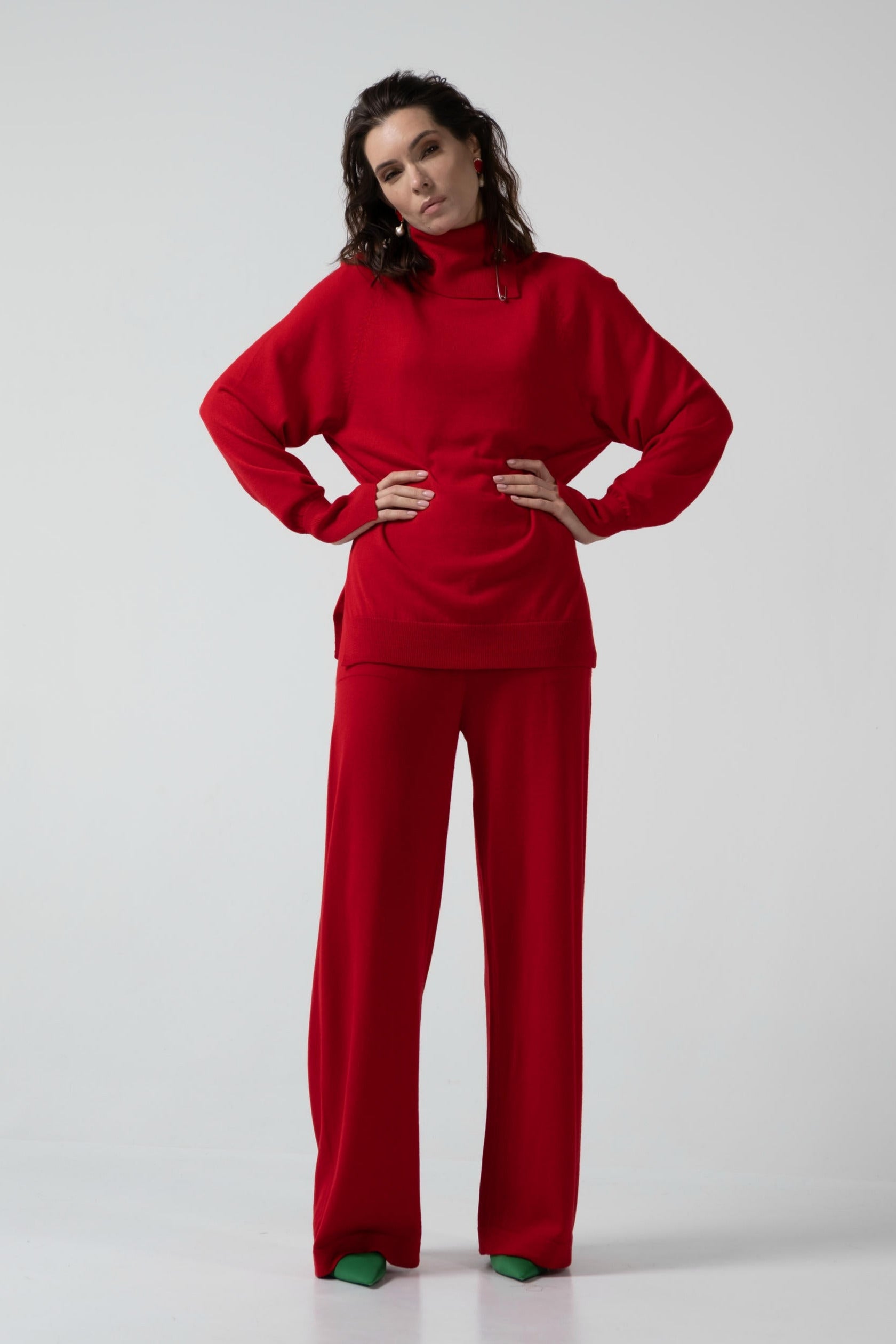 Entspannter Rollkragenpullover aus Merinowolle