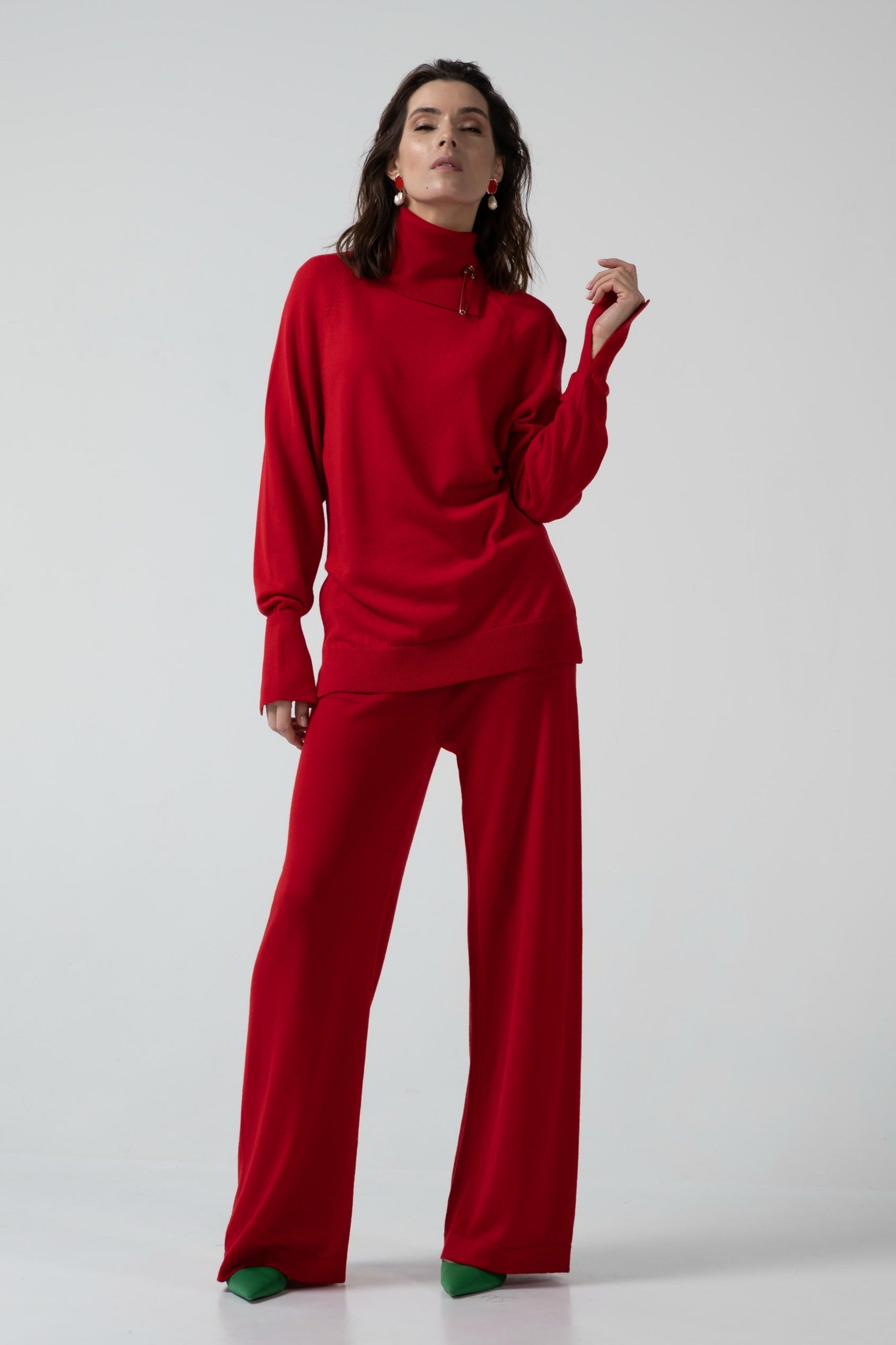 Entspannter Rollkragenpullover aus Merinowolle