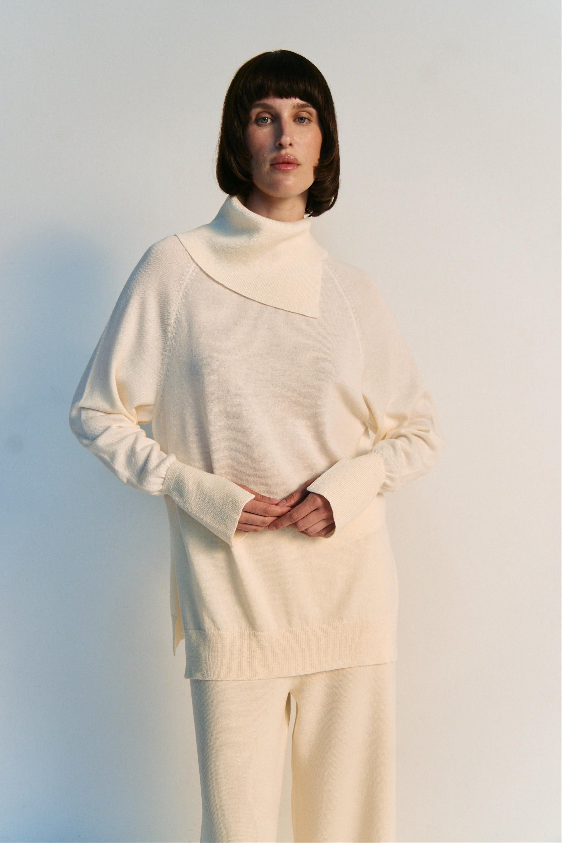 Entspannter Rollkragenpullover aus Merinowolle
