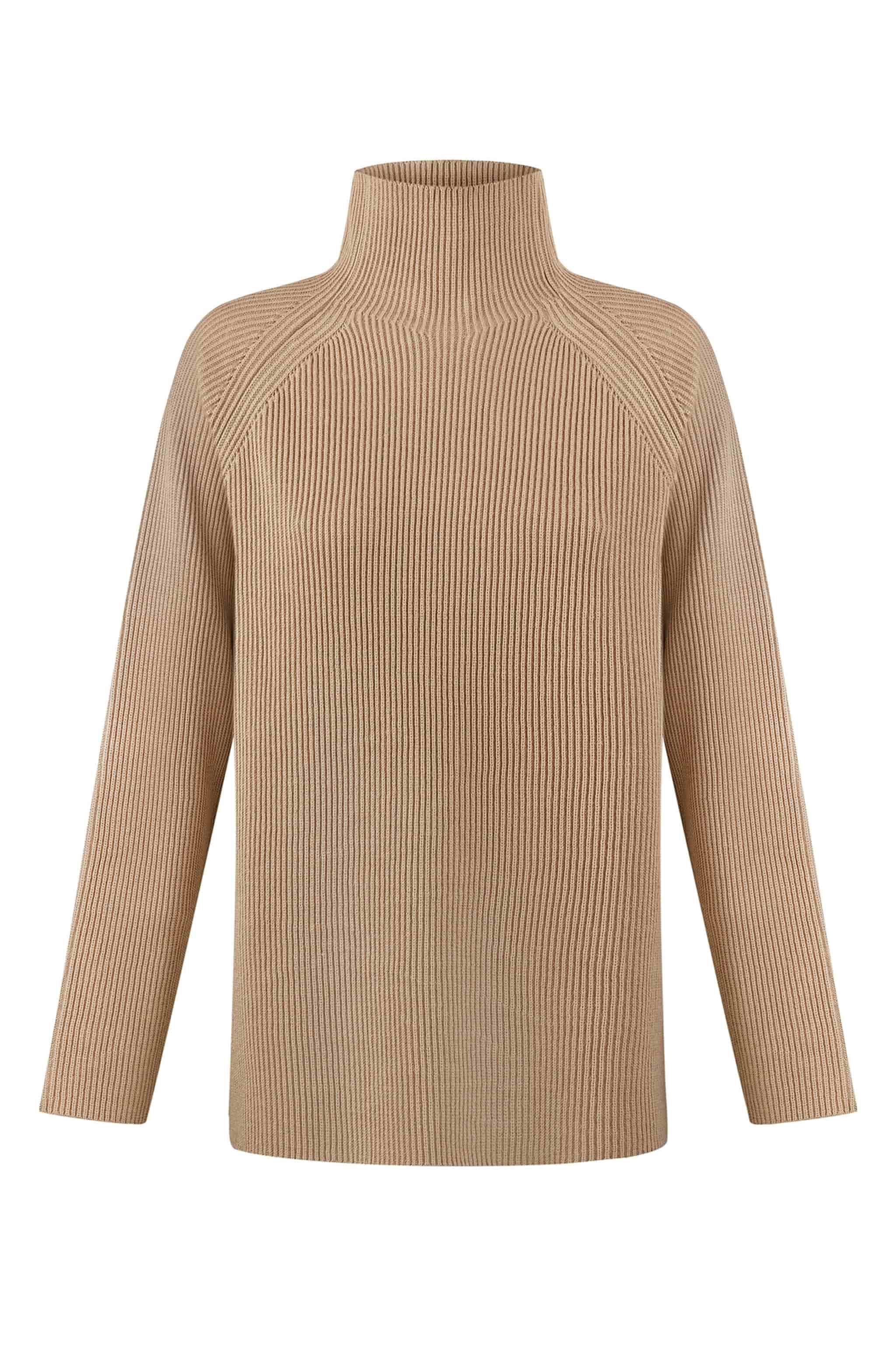 Warmer Rippstrickpullover aus Merinowolle