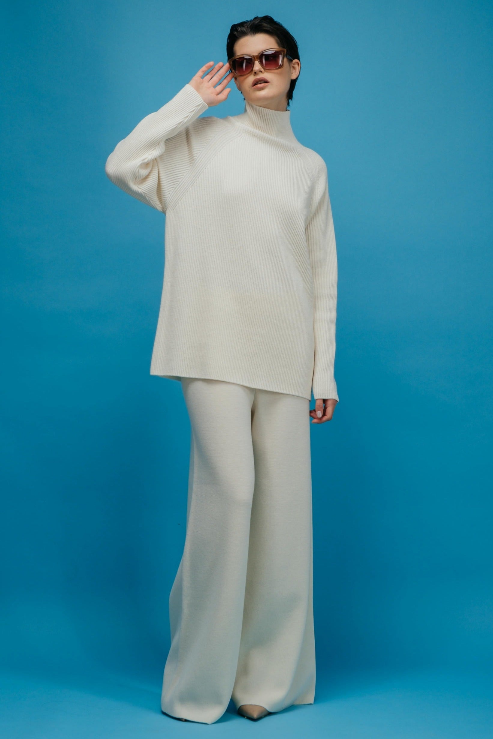 Warmer Rippstrickpullover aus Merinowolle