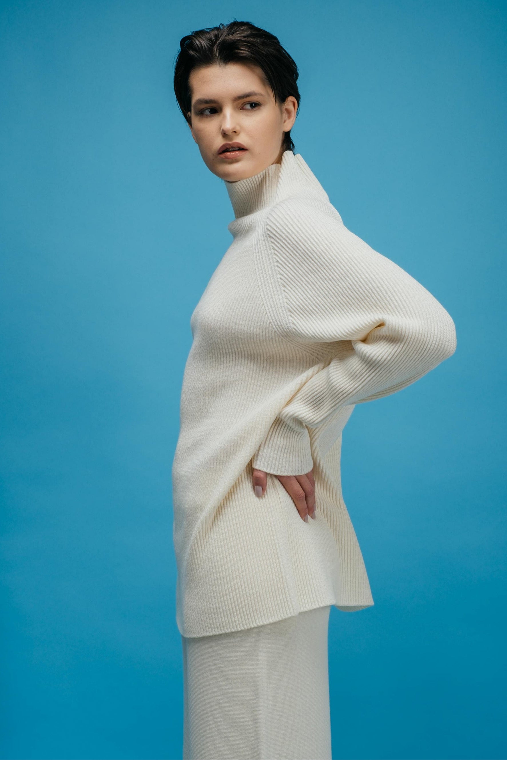 Warmer Rippstrickpullover aus Merinowolle