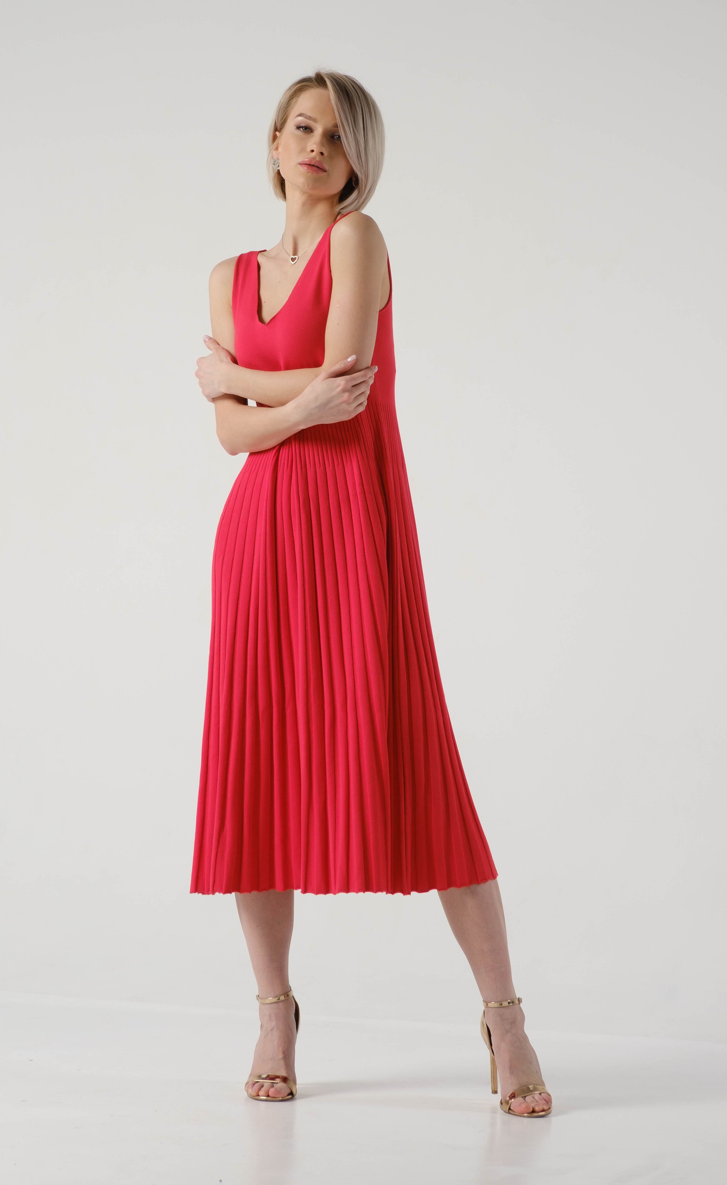 Plissiertes Midi-Sommerkleid