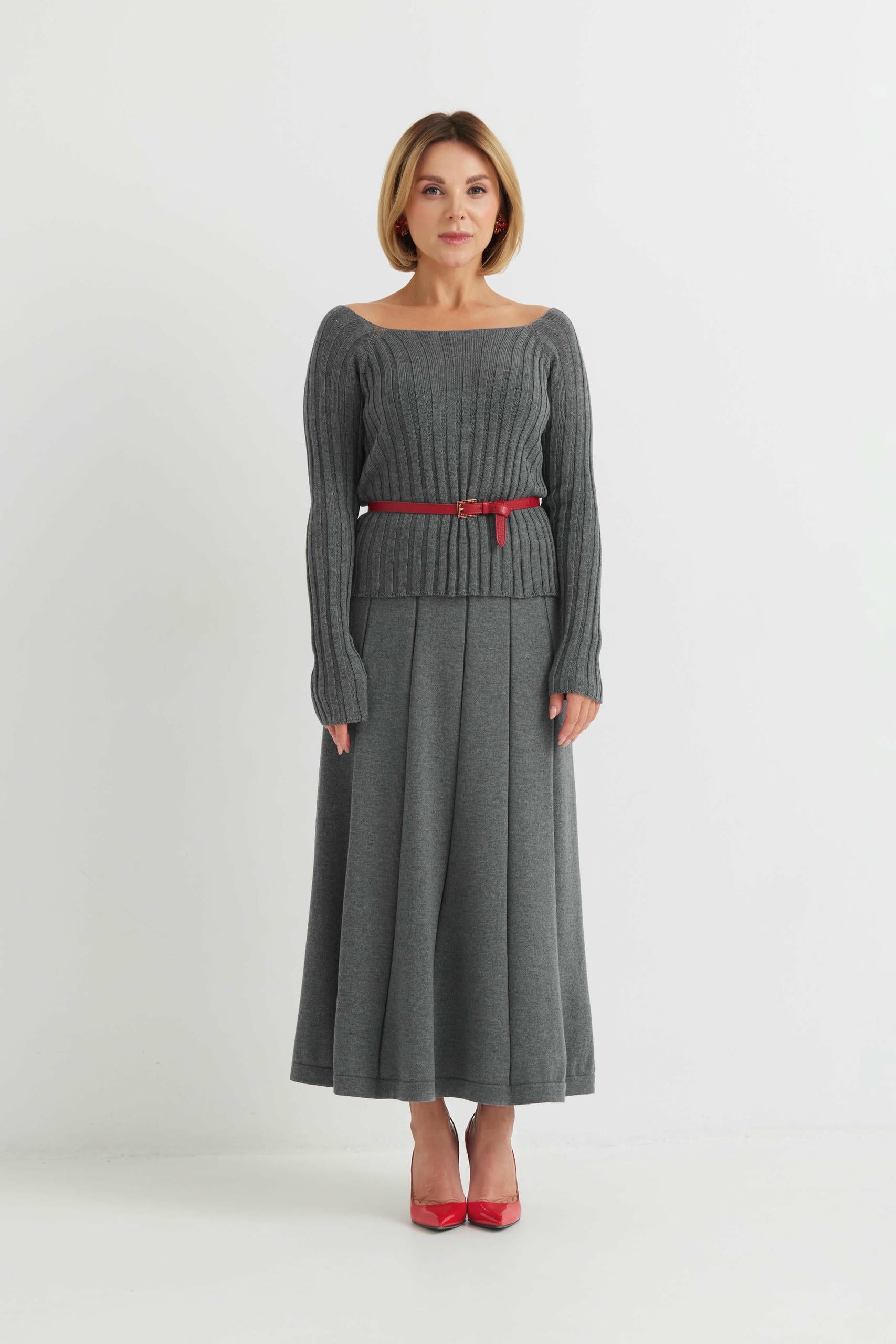 Merino Ribbed Square-Neck Sweater