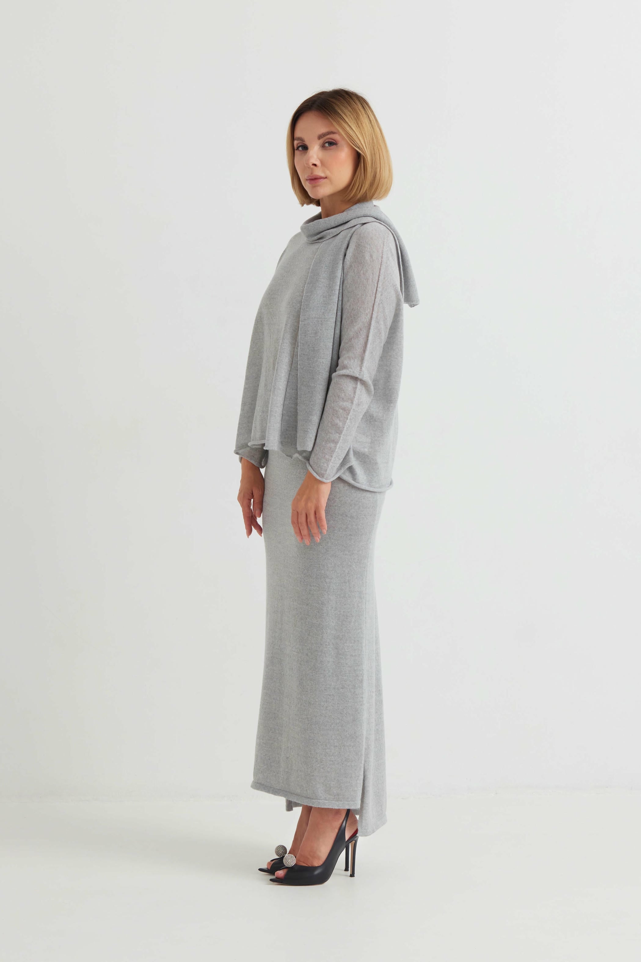Merino-Top mit Schal