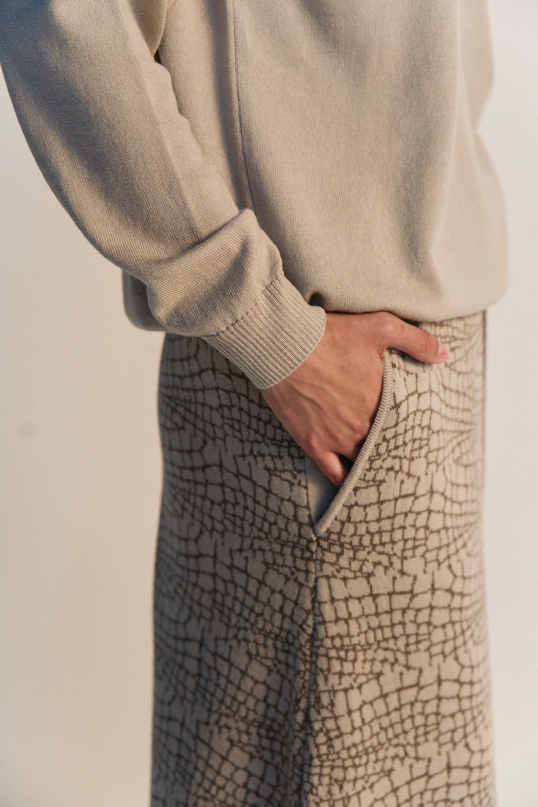 Merino Wool Jacquard Maxi Skirt