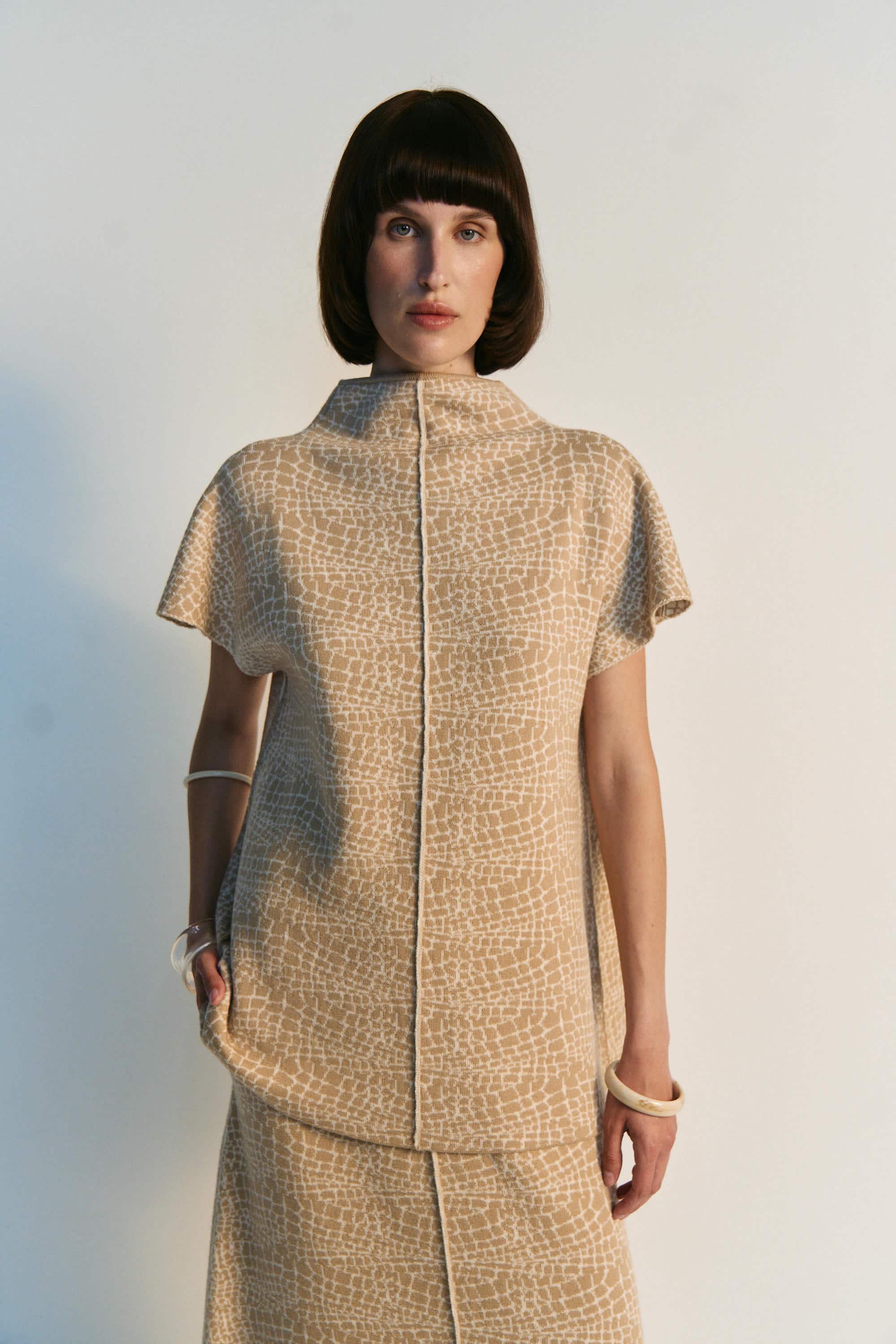 Jacquard-Oberteil mit Reißverschluss vorne