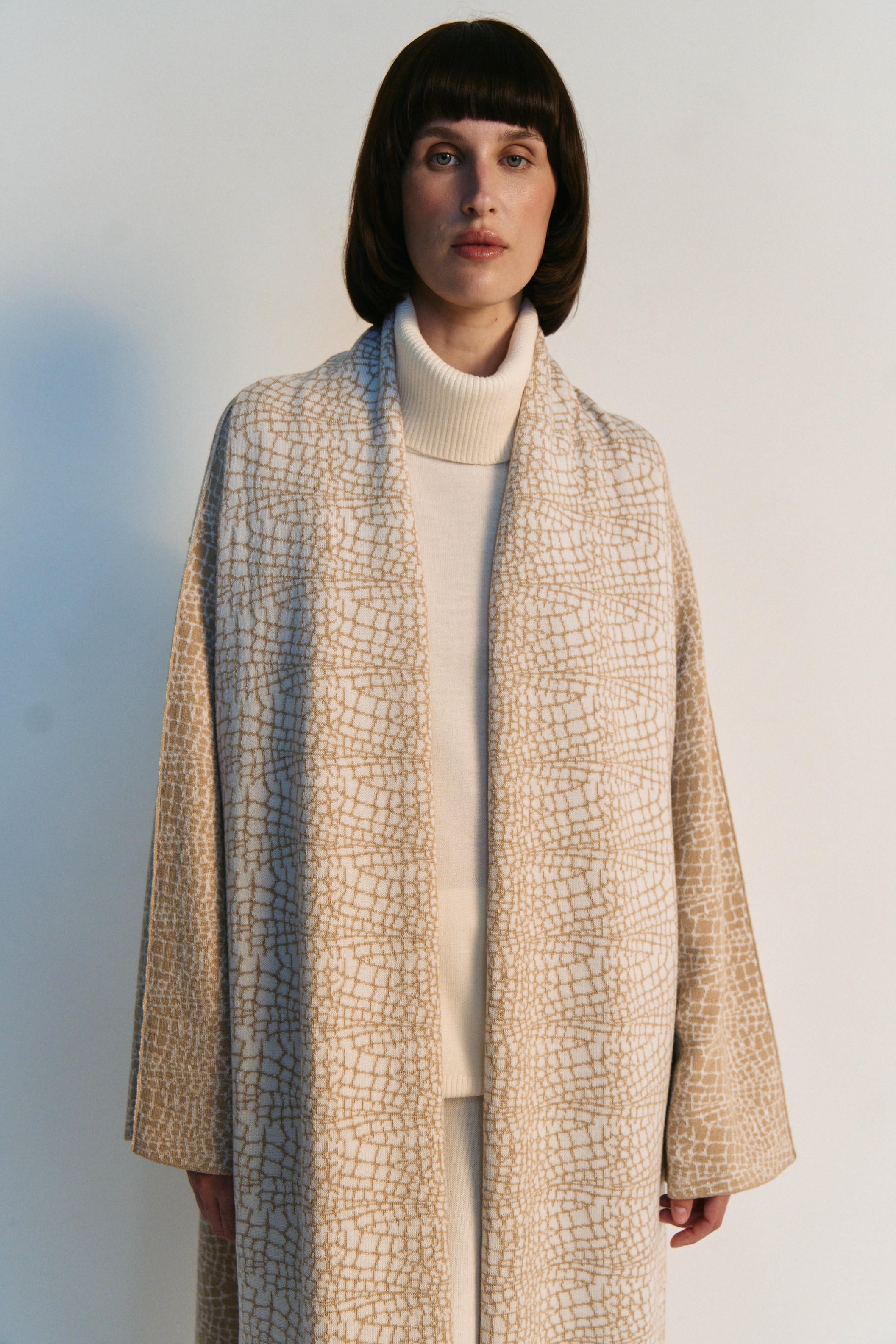 Merino Animal Print Jacquard Coat