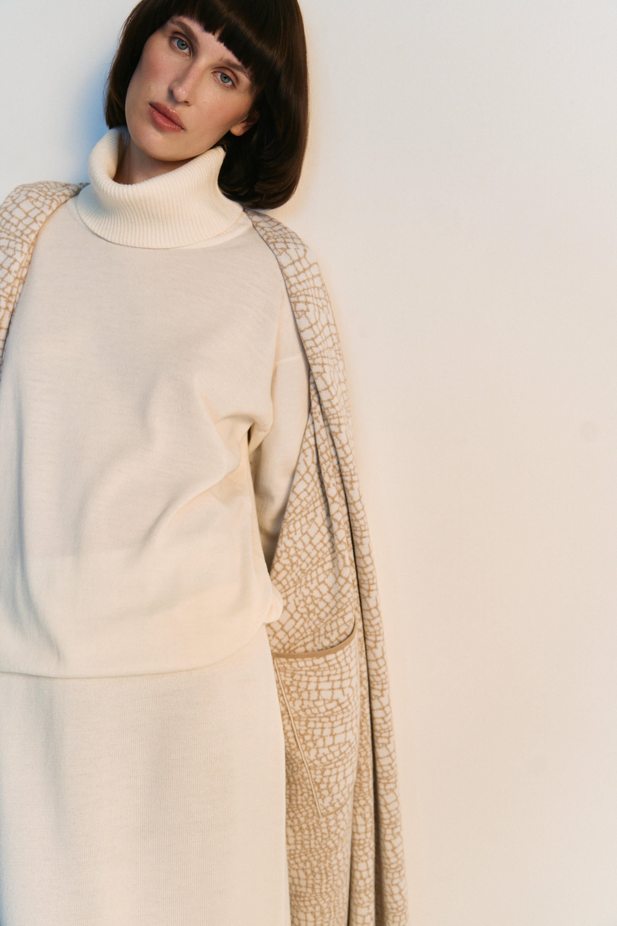 Merino Animal Print Jacquard Coat