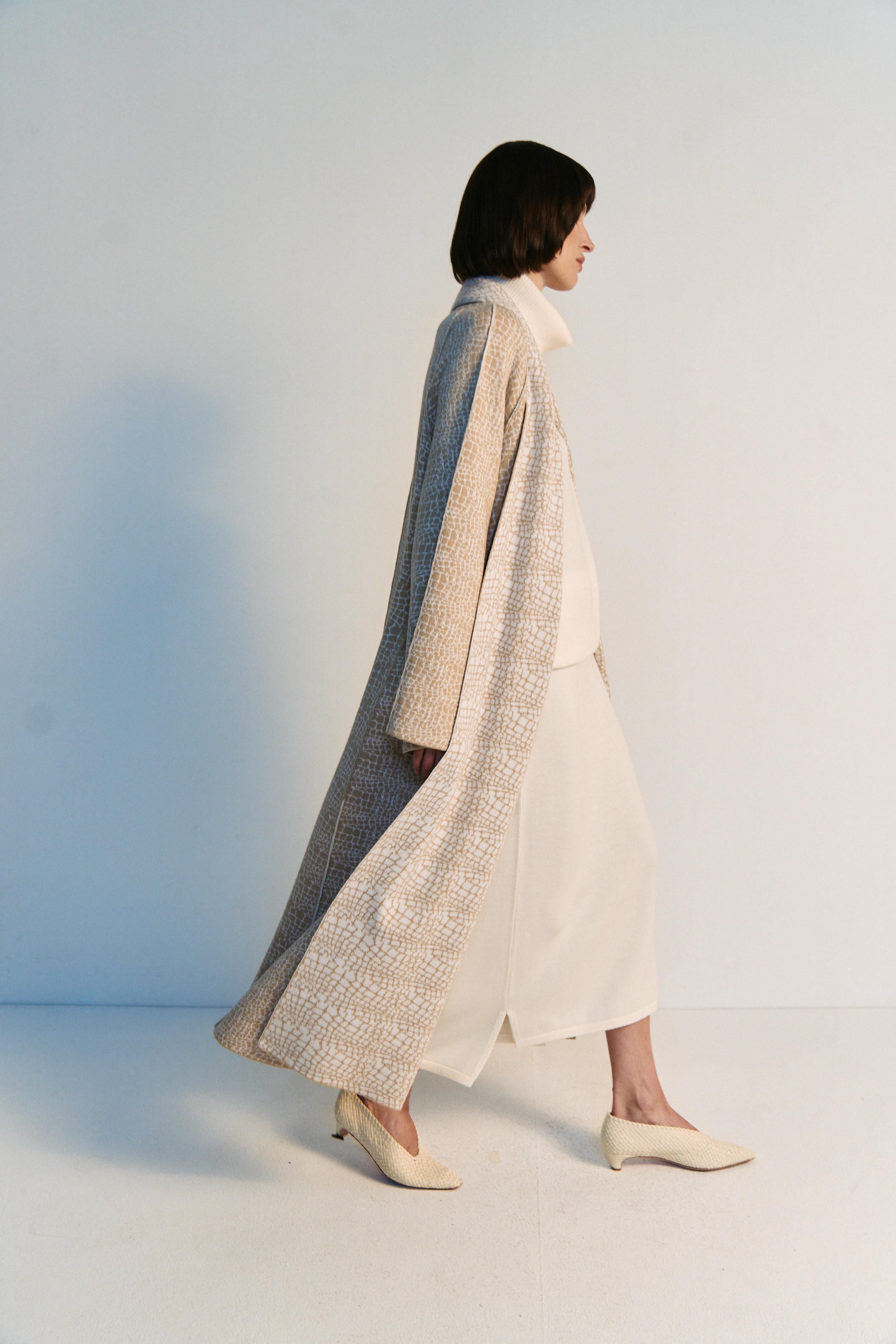 Merino Animal Print Jacquard Coat