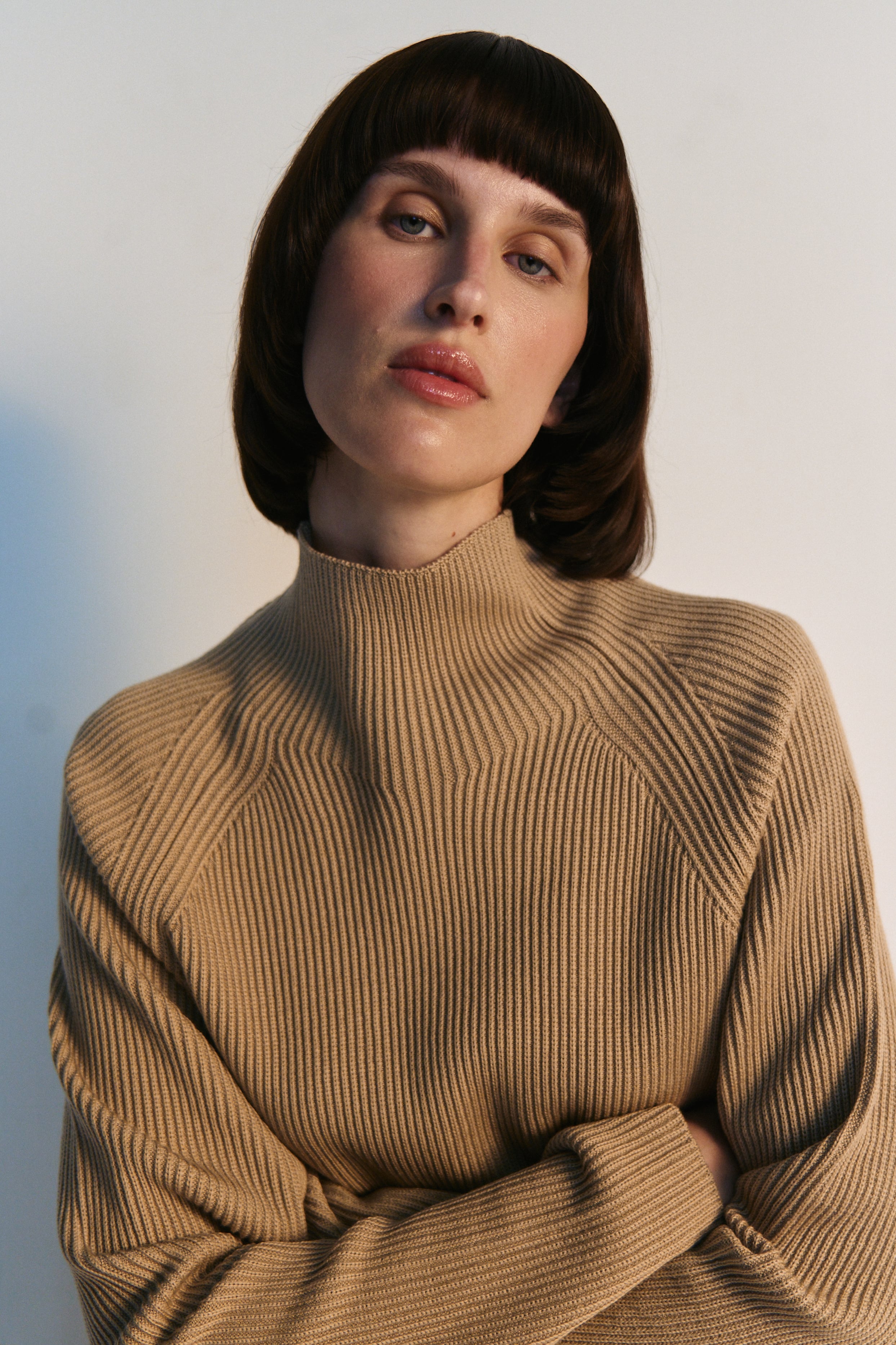 Merino Ribbed Sweater & Wide-Leg Trousers Set