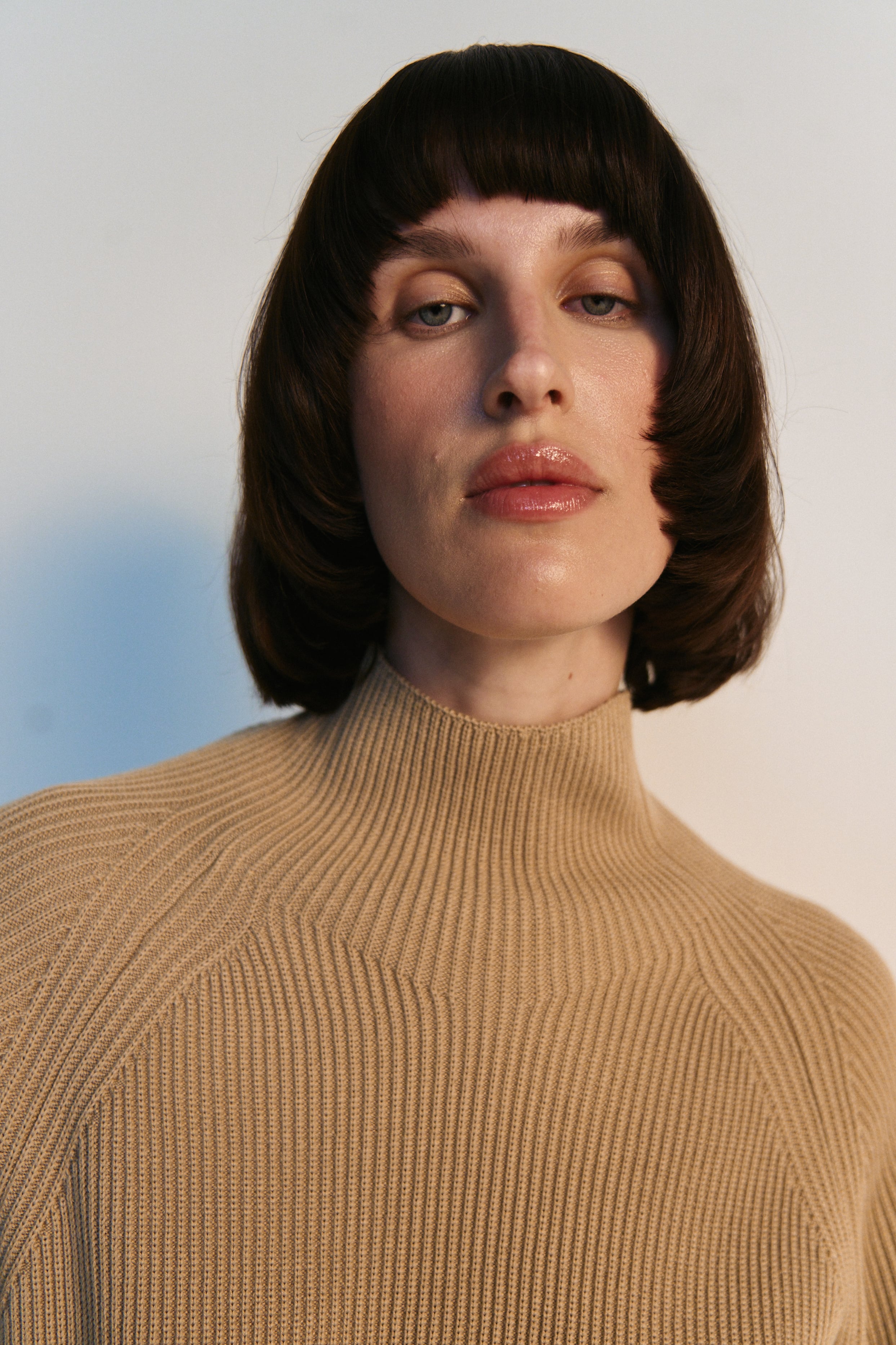 Merino Ribbed Sweater & Wide-Leg Trousers Set