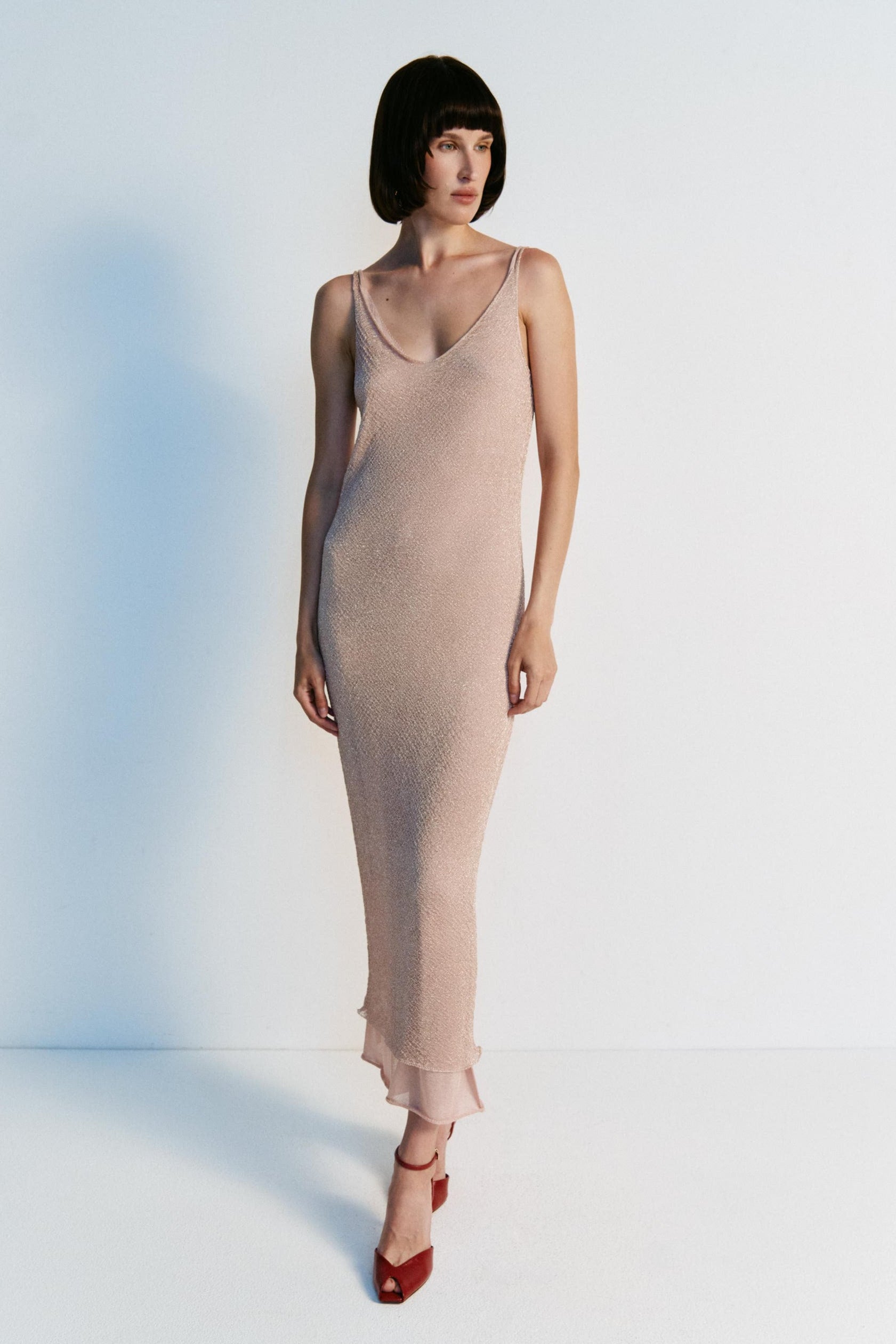 Schimmerndes Lurex-Kleid mit Seidenfutter