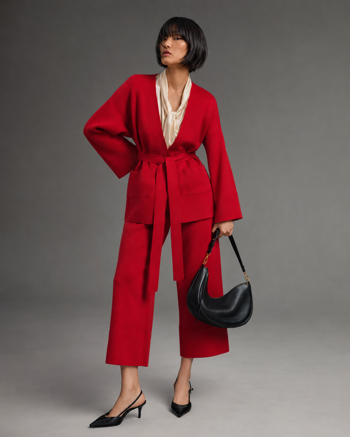 Merino Wool Kimono Jacket with Belt