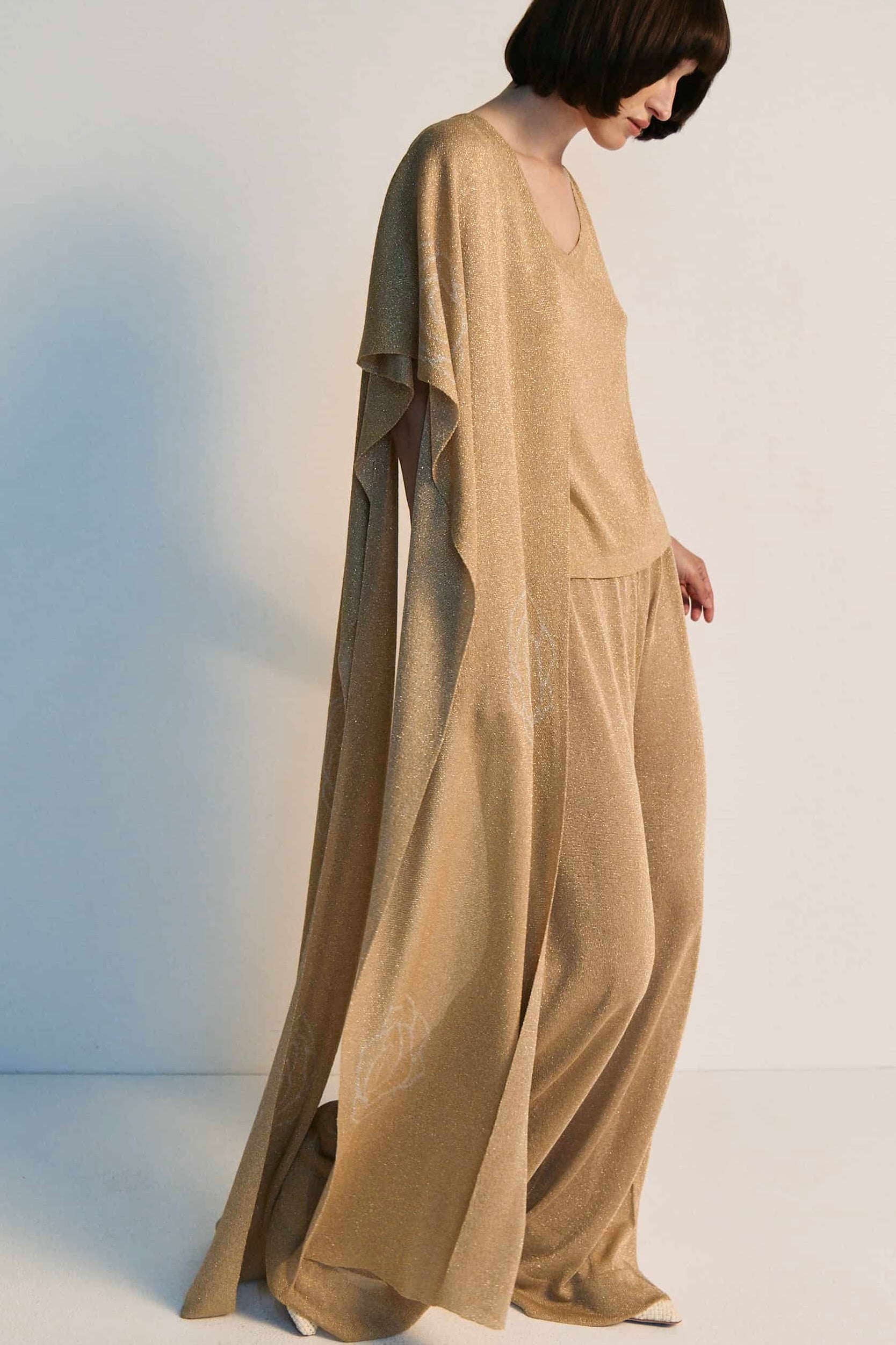 Lurex-Strickschal in Gold