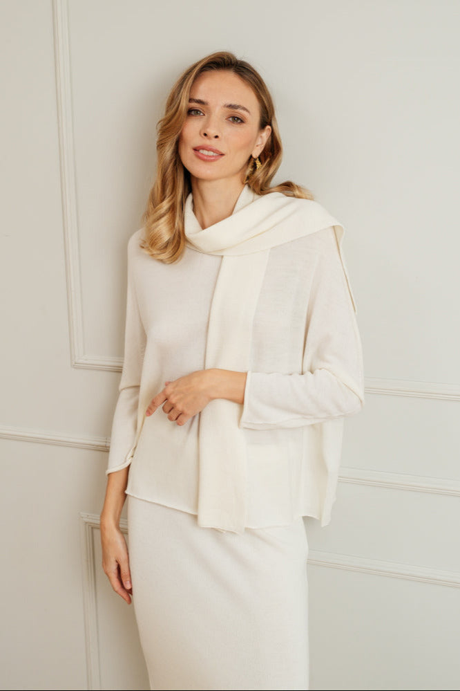 Merino-Top mit Schal