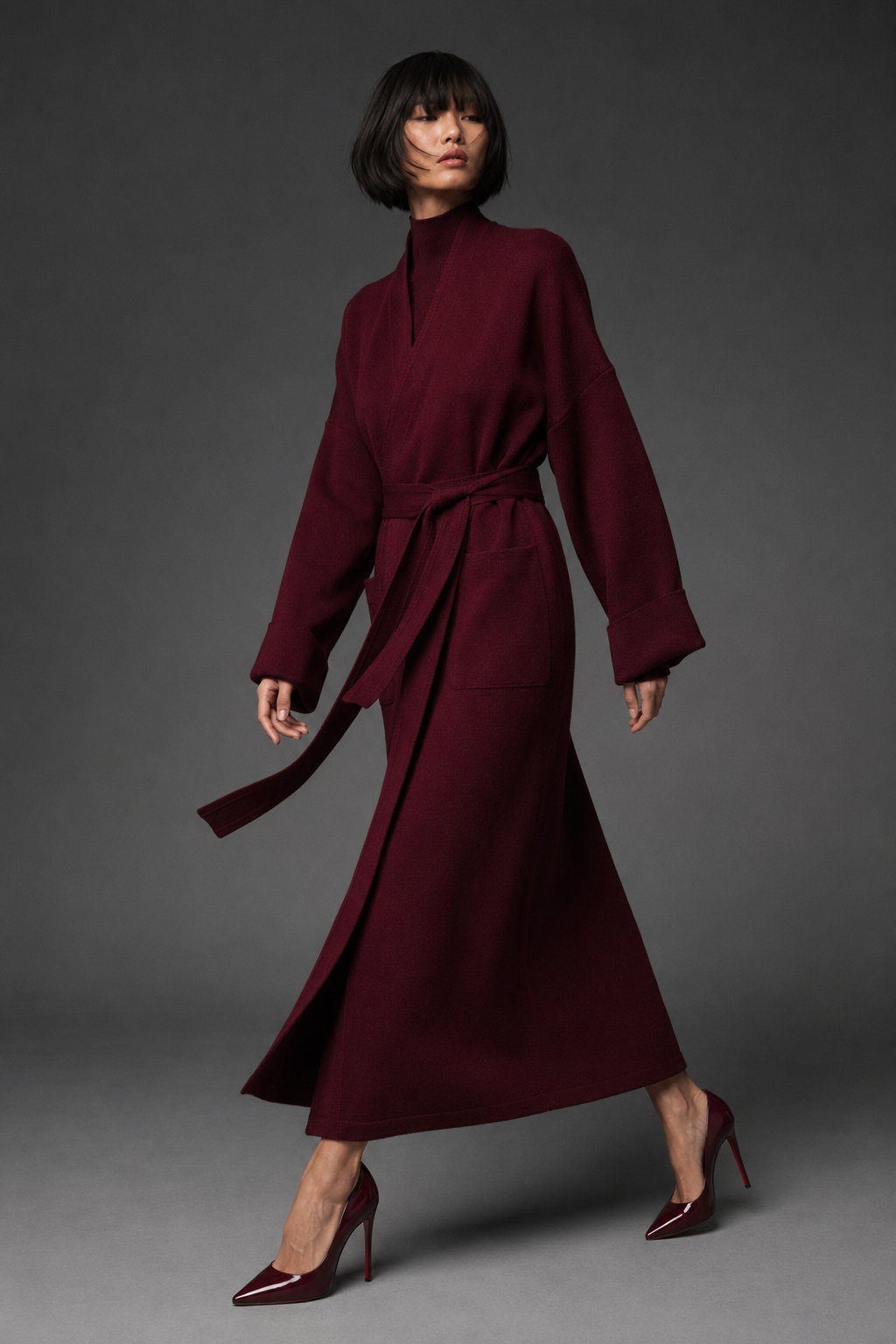 Merino Wool Coat with Belt