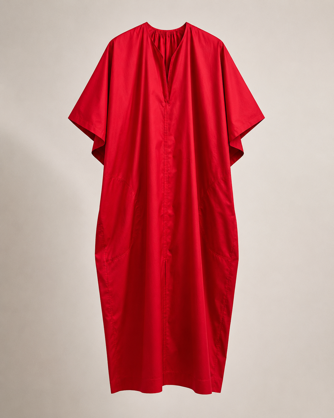 Pearl Cotton Kaftan Dress Red