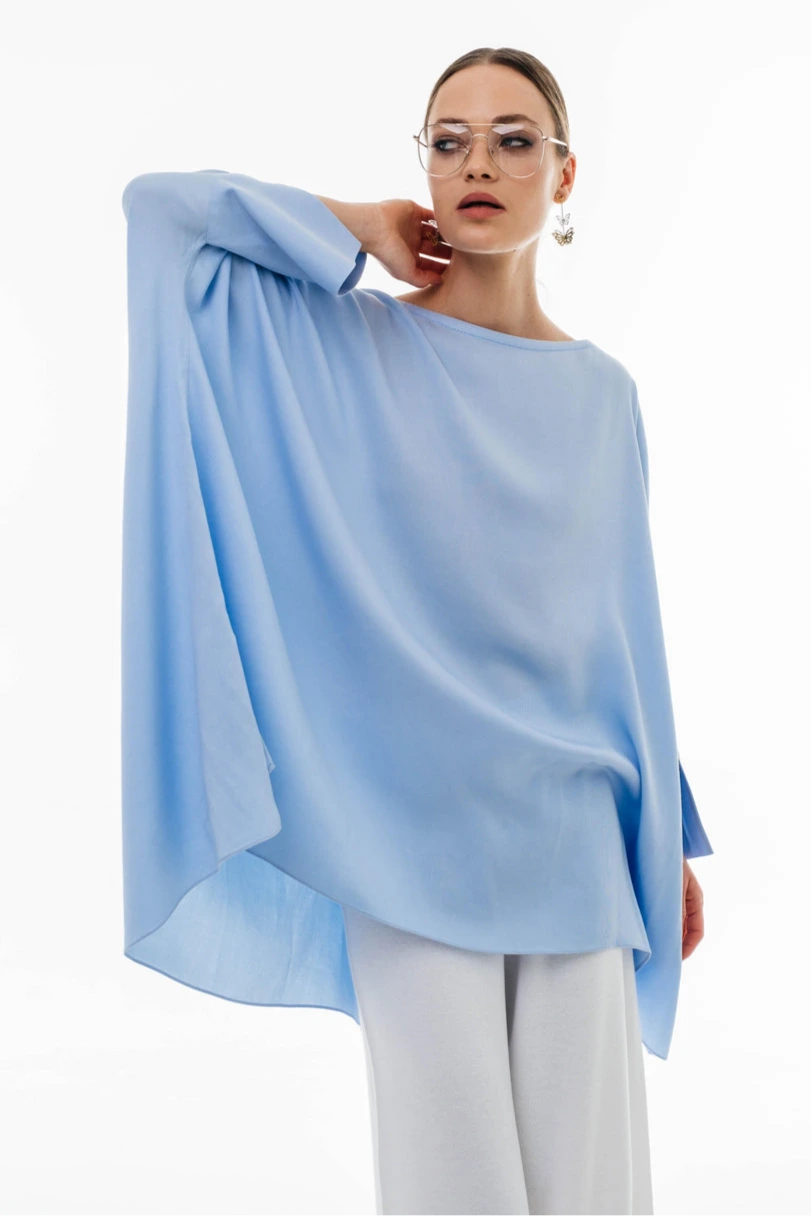 Oversize-Bluse aus Baumwolle mit ausgestellten Ärmeln