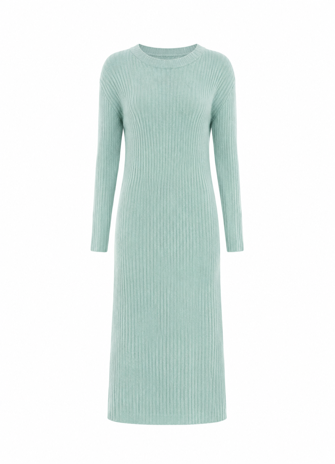 Geripptes Midi-Strickkleid aus Kaschmir, Mint