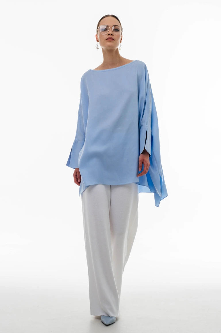 Oversize-Bluse aus Baumwolle mit ausgestellten Ärmeln