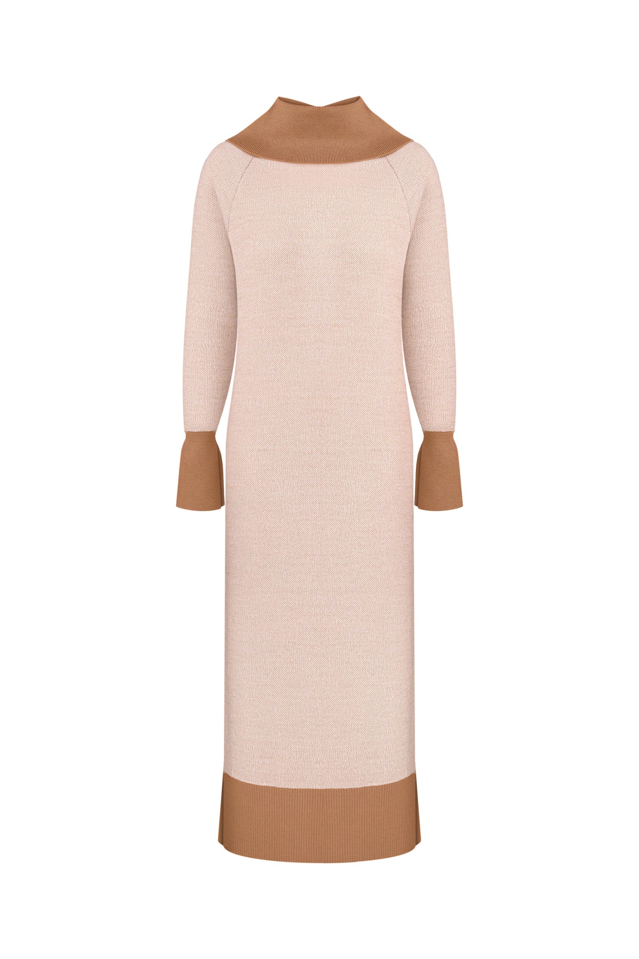 Merino-Kleid mit hohem Kragen
