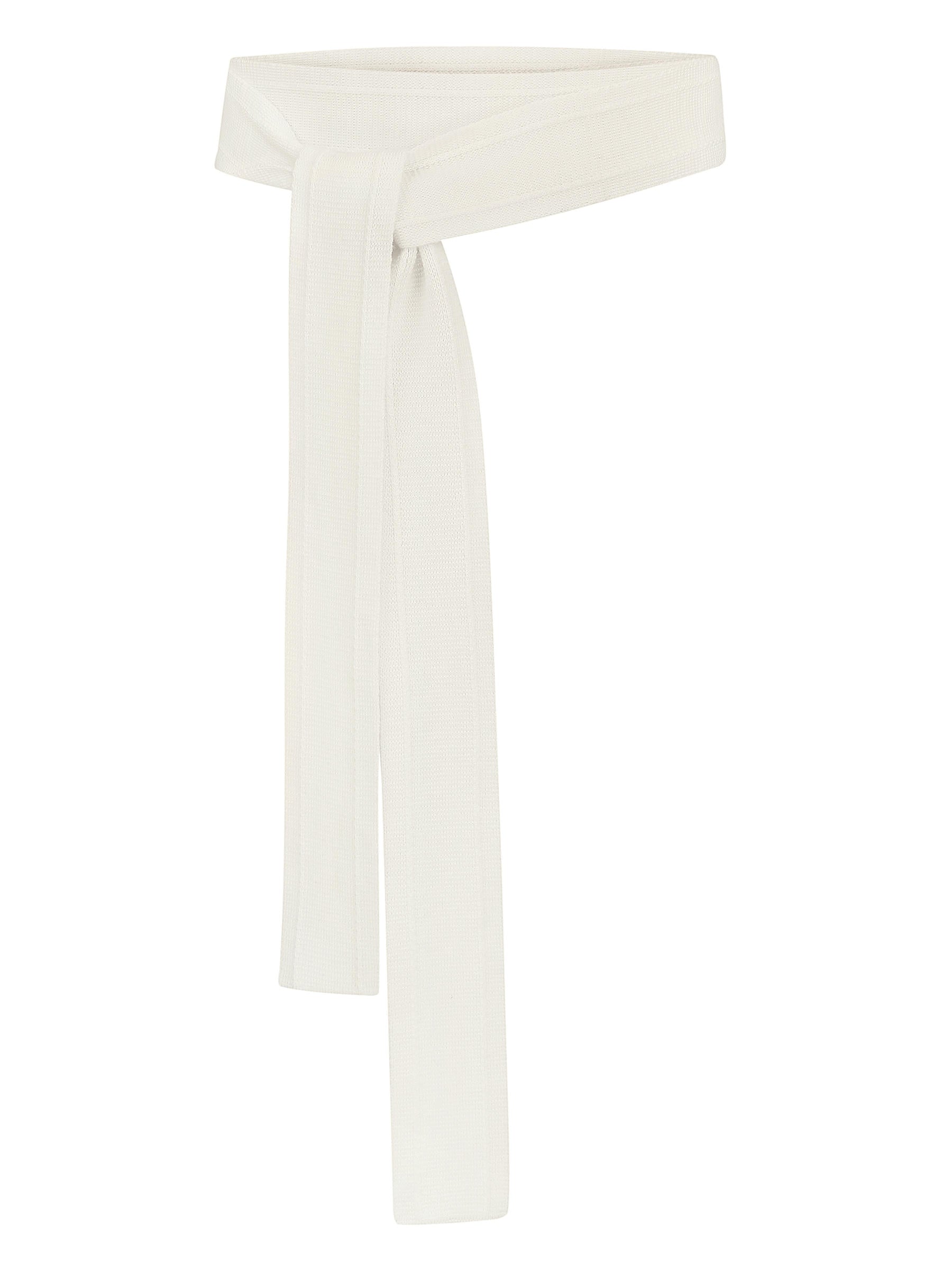 Slim ivory merino wool belt tied in a soft knot – Viamaro
