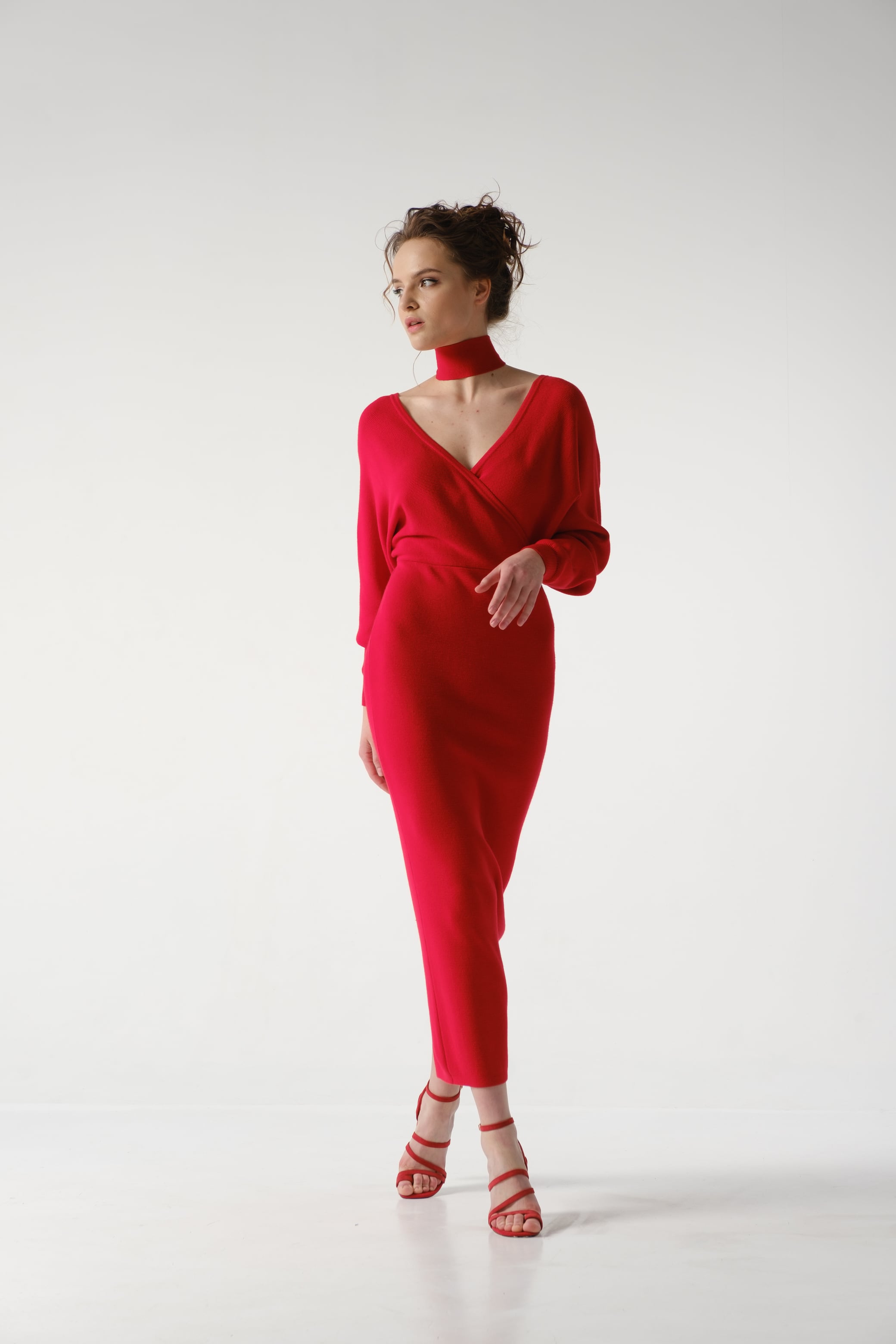 Wrap Knit Midi Dress