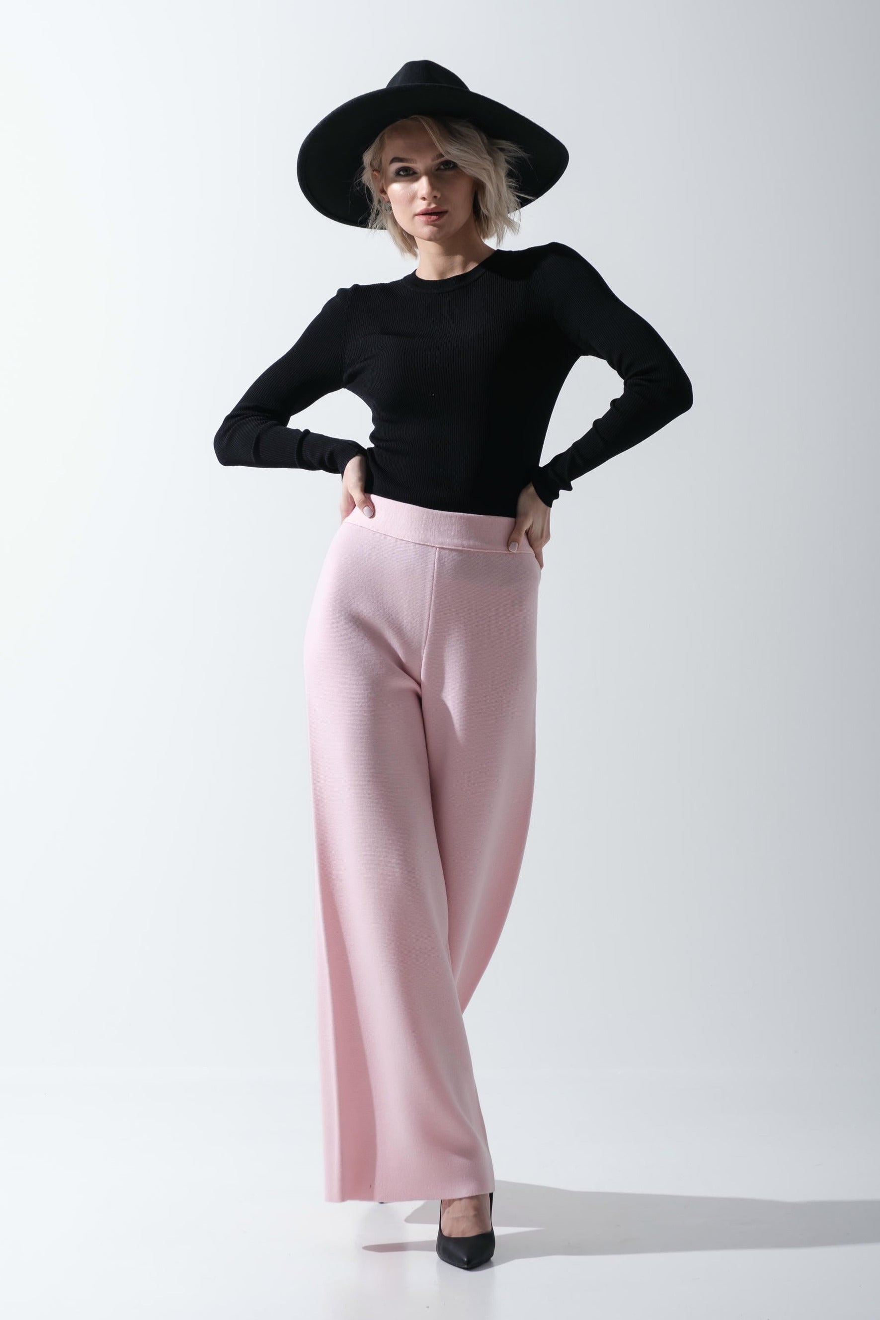 Merino Wool Dense Wide-Leg Trousers