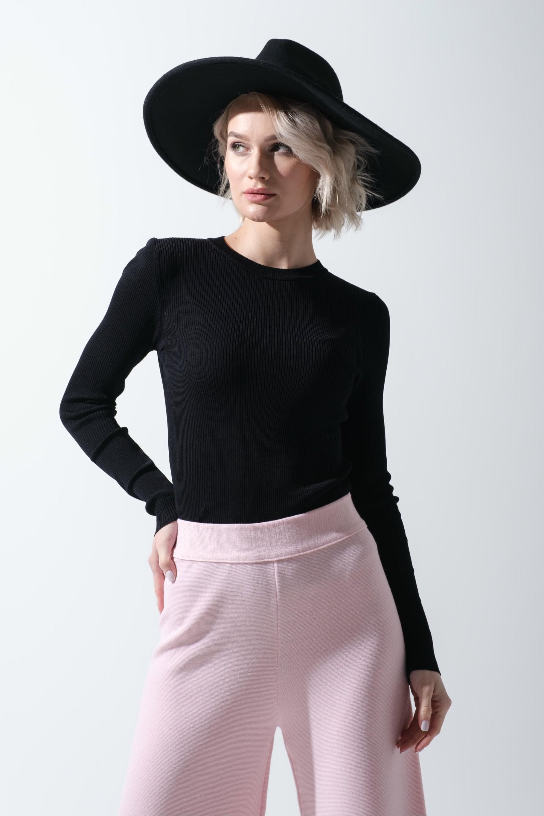 Merino Wool Dense Wide-Leg Trousers