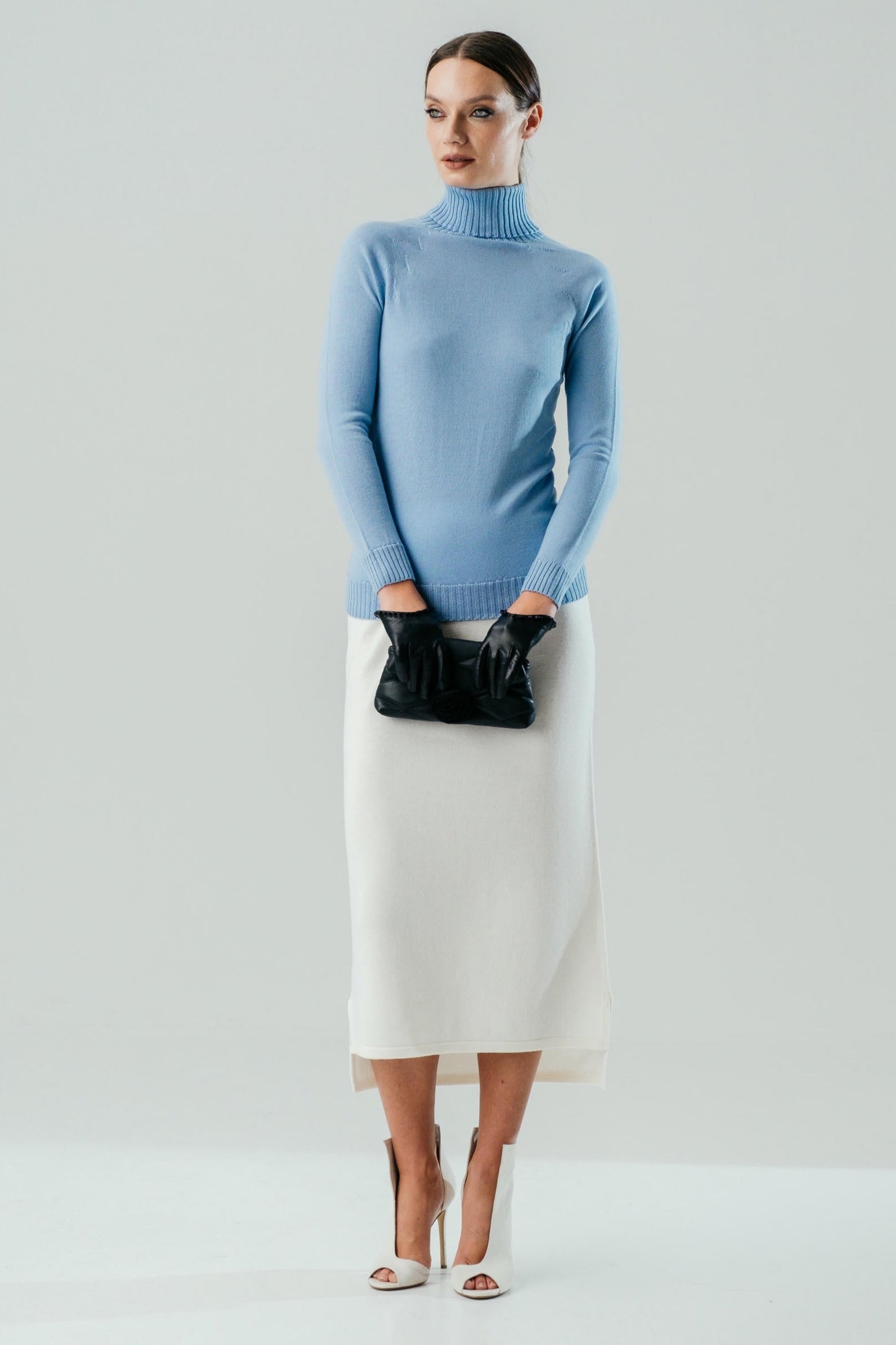 Gerippter Rollkragenpullover aus Merino Essential